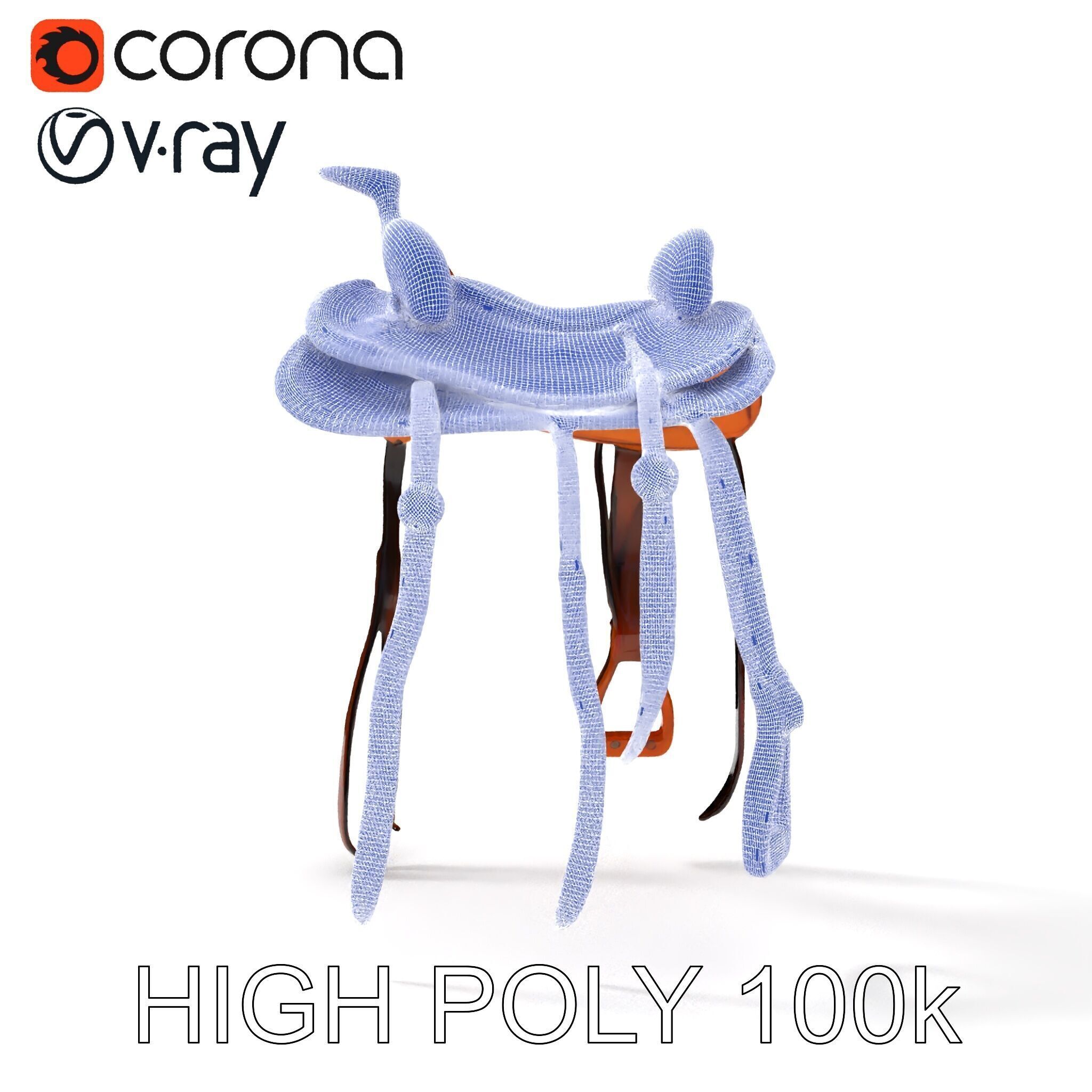 Western Saddle Model Pack for D Rendering and Games Low-poly 3D model_8