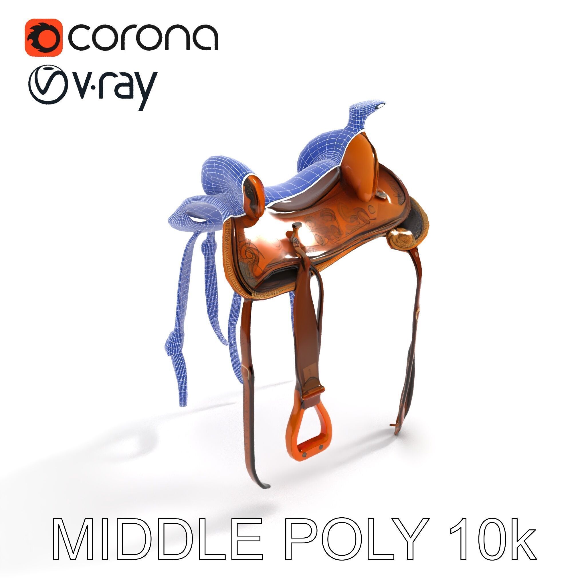 Western Saddle Model Pack for D Rendering and Games Low-poly 3D model_24