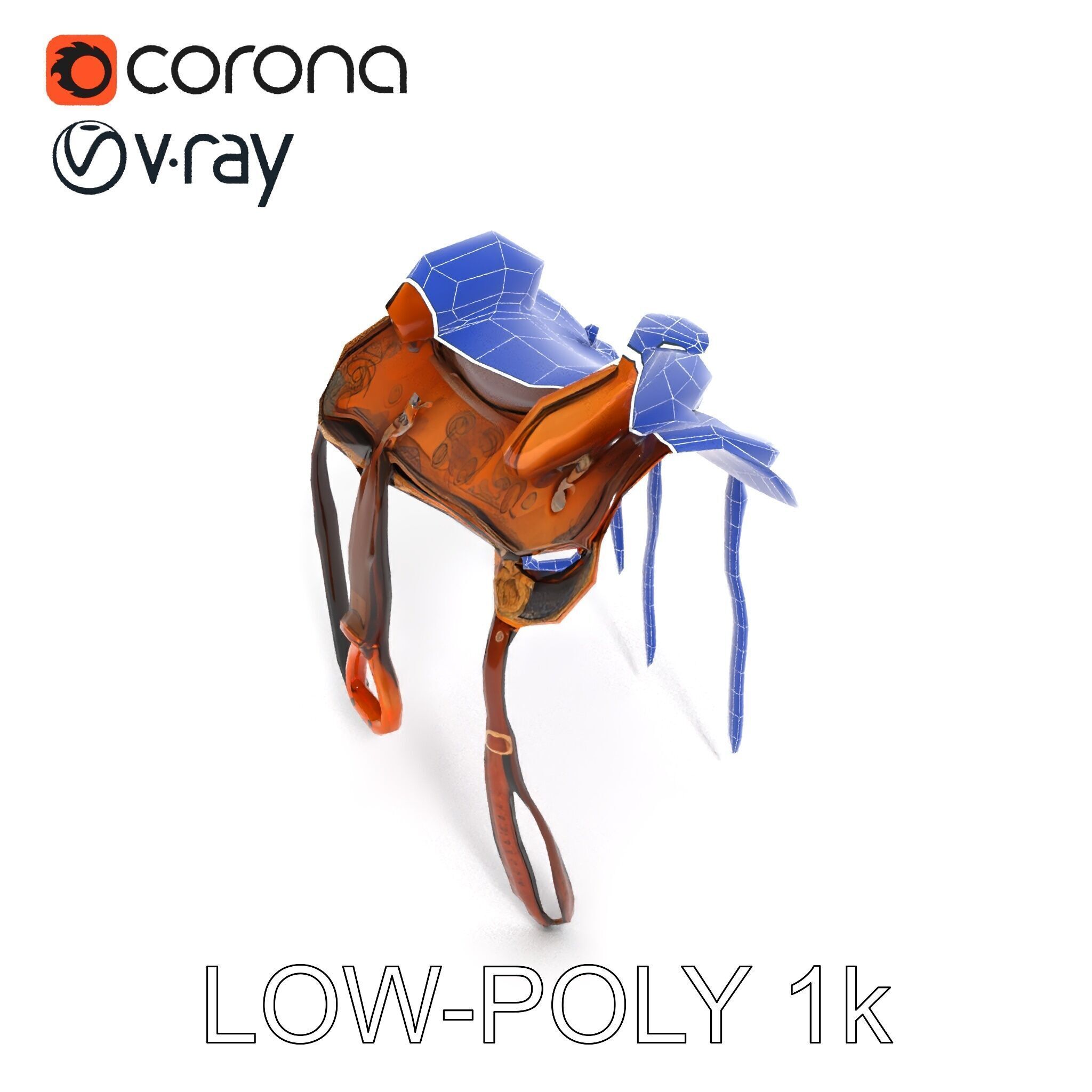 Western Saddle Model Pack for D Rendering and Games Low-poly 3D model_16