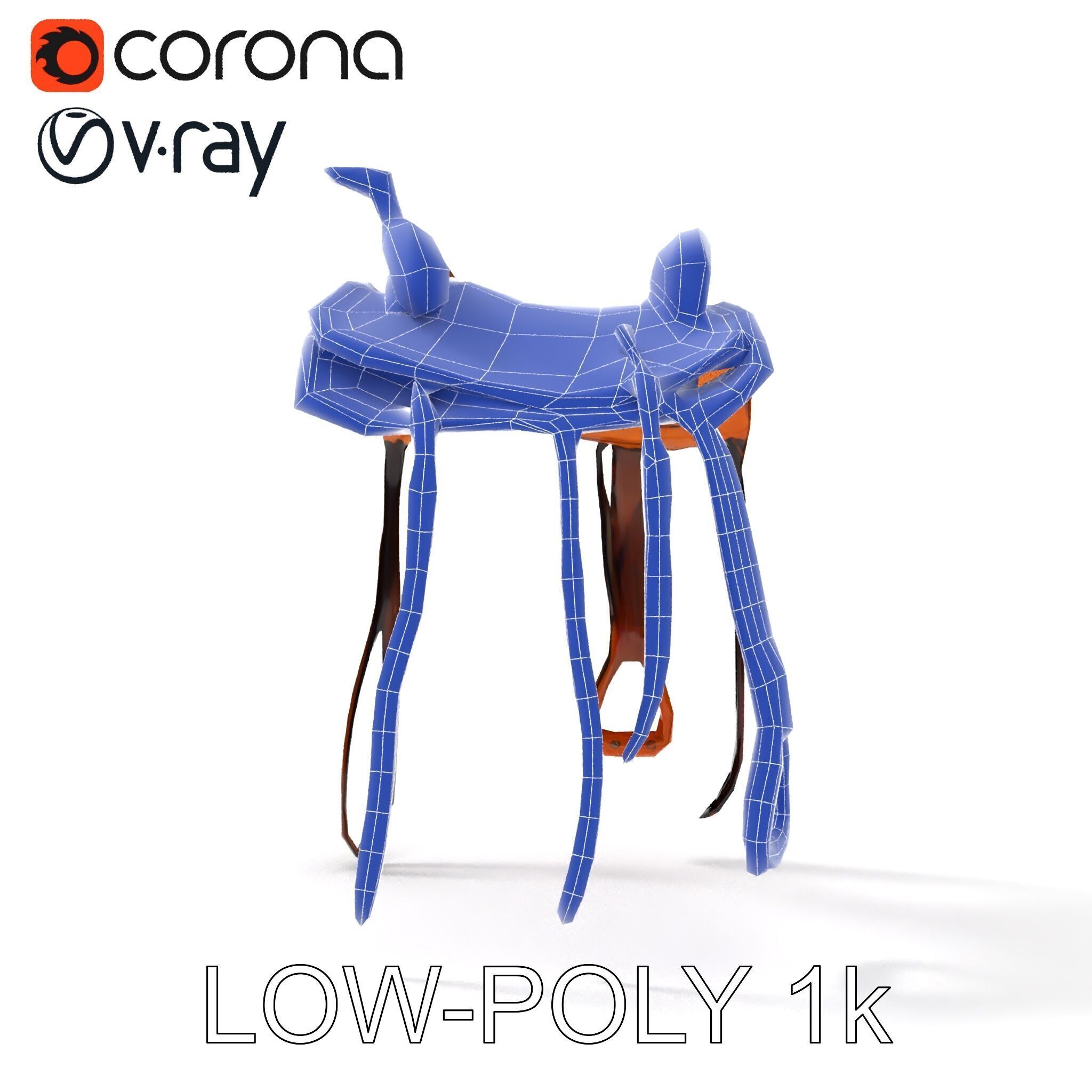 Western Saddle Model Pack for D Rendering and Games Low-poly 3D model_13