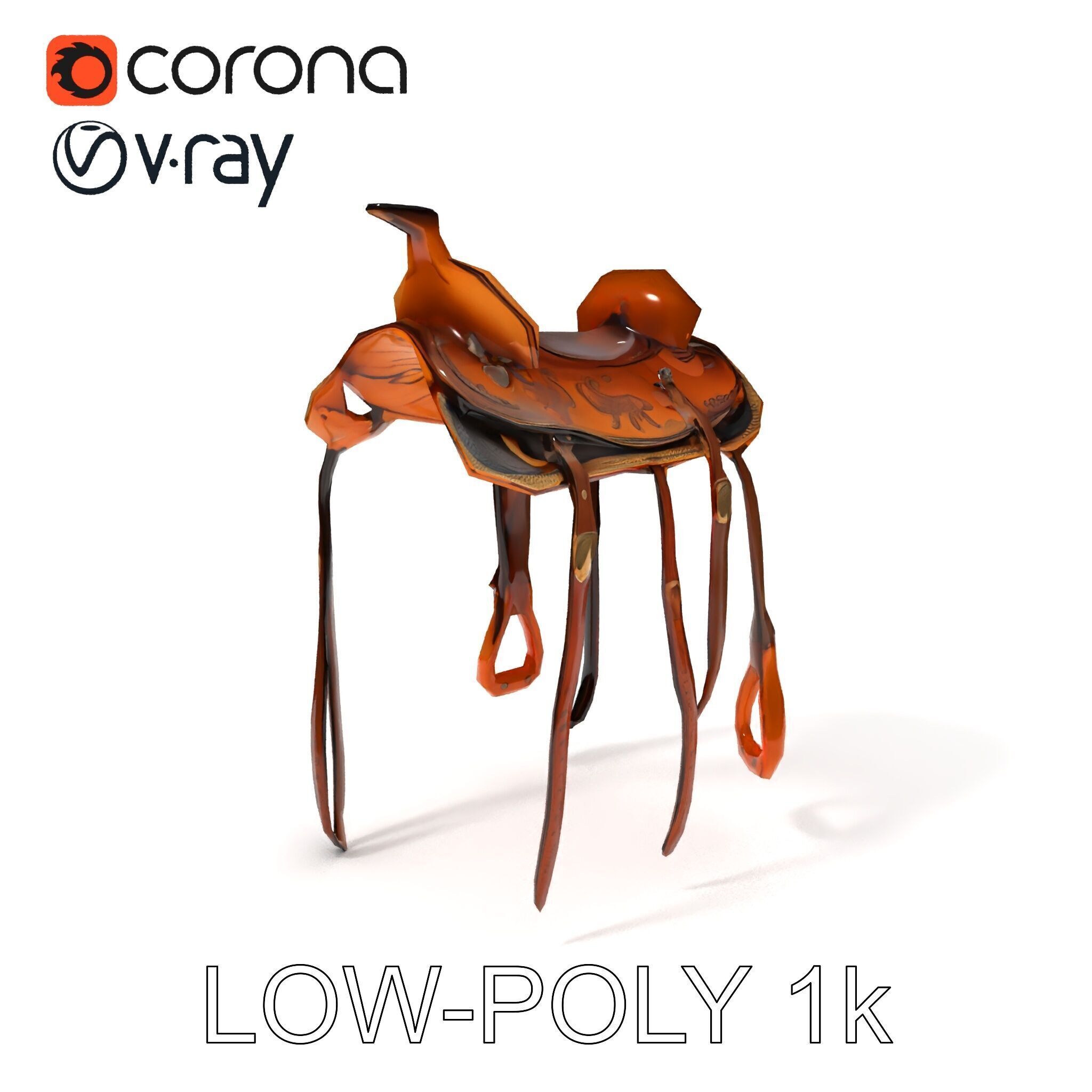 Western Saddle Model Pack for D Rendering and Games Low-poly 3D model_34