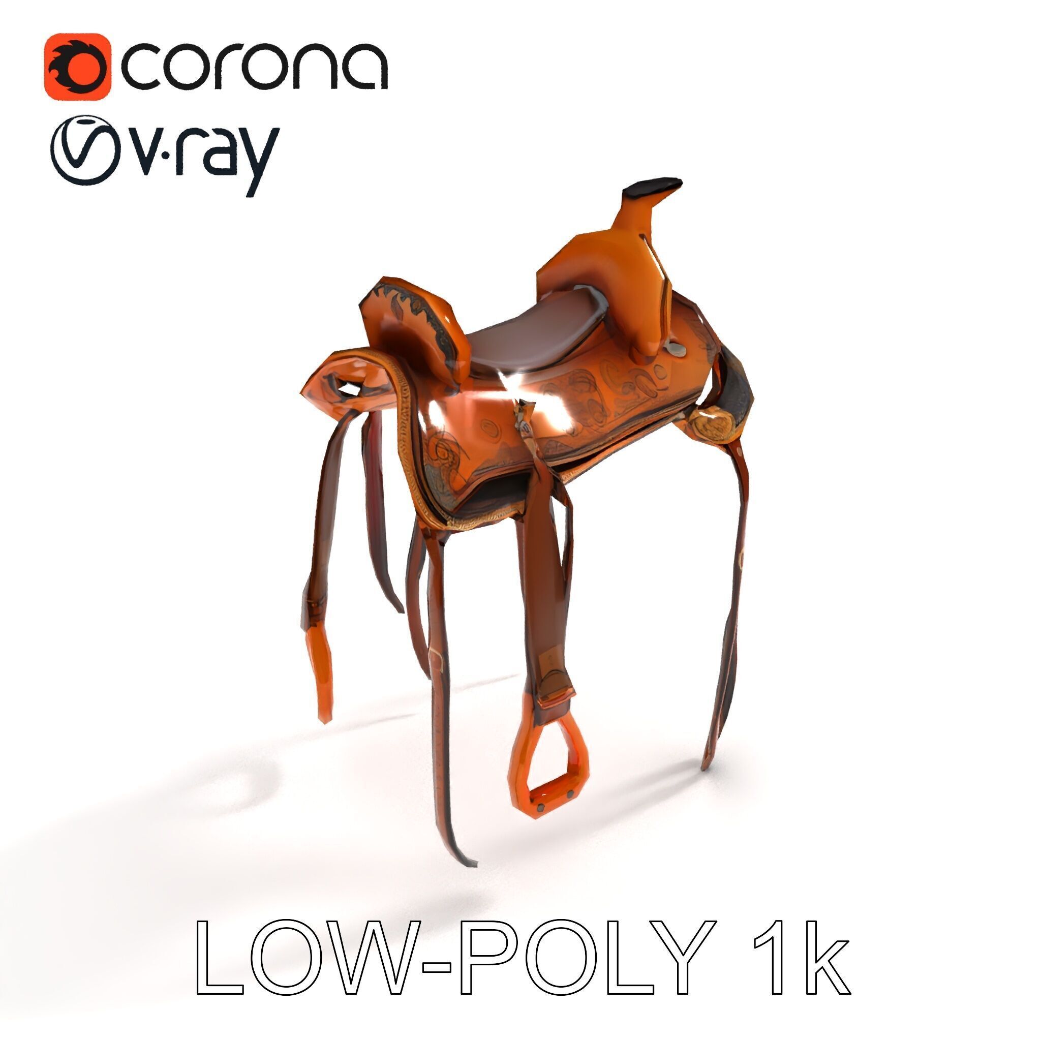 Western Saddle Model Pack for D Rendering and Games Low-poly 3D model_32