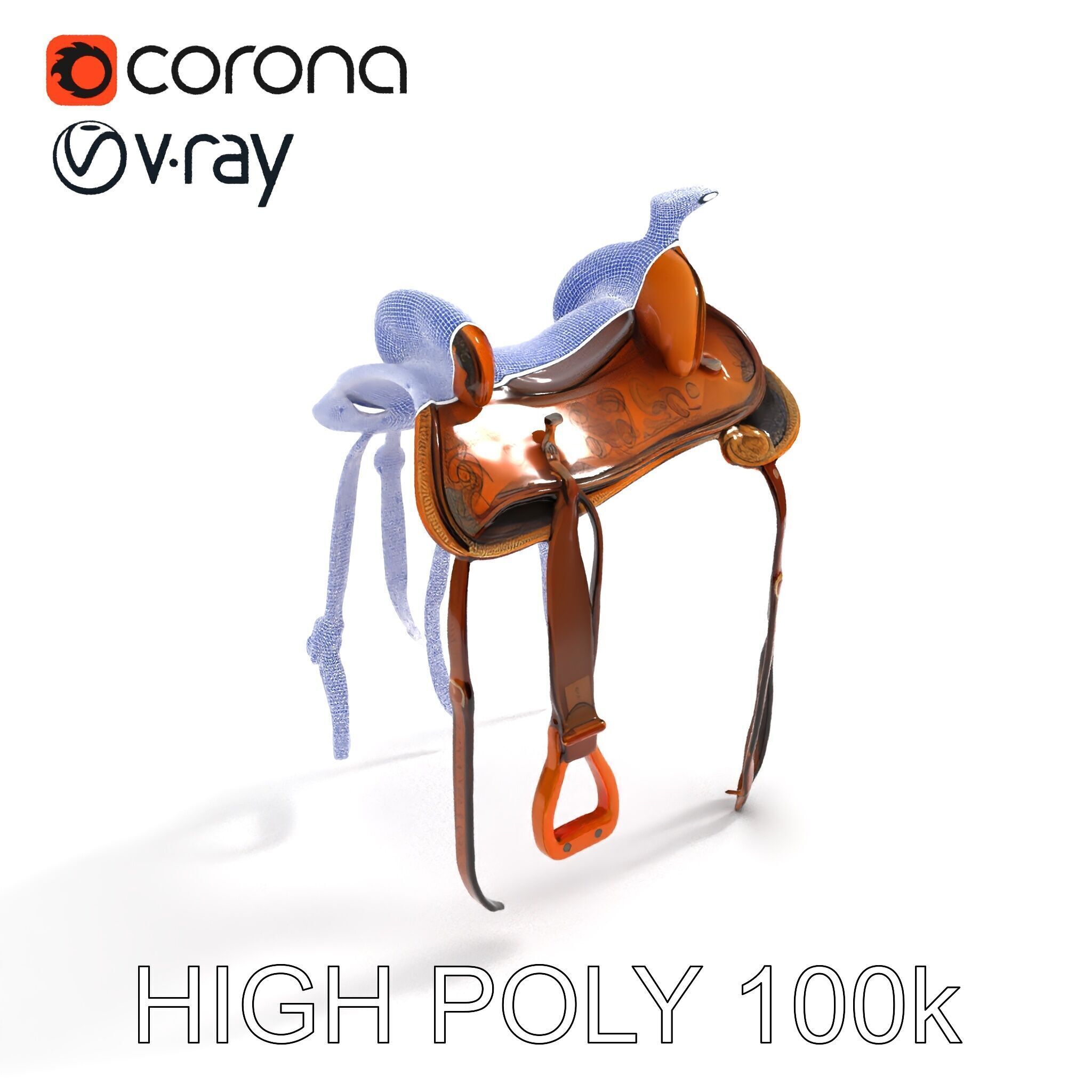 Western Saddle Model Pack for D Rendering and Games Low-poly 3D model_11