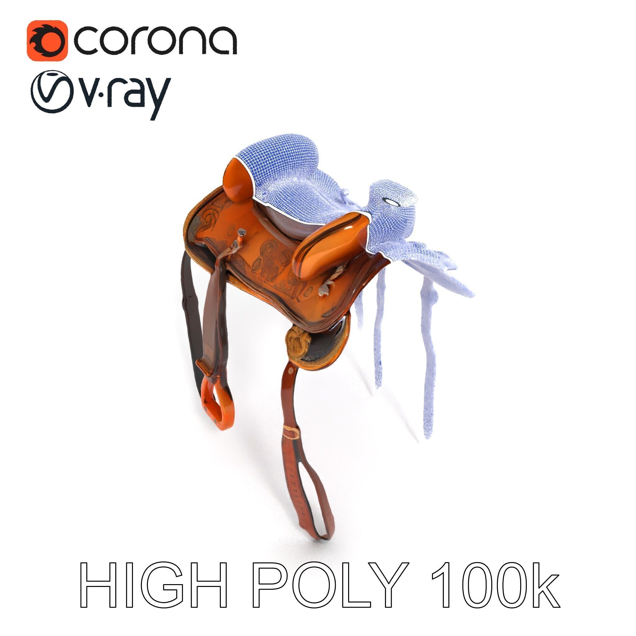 Western Saddle Model Pack for D Rendering and Games Low-poly 3D model_28