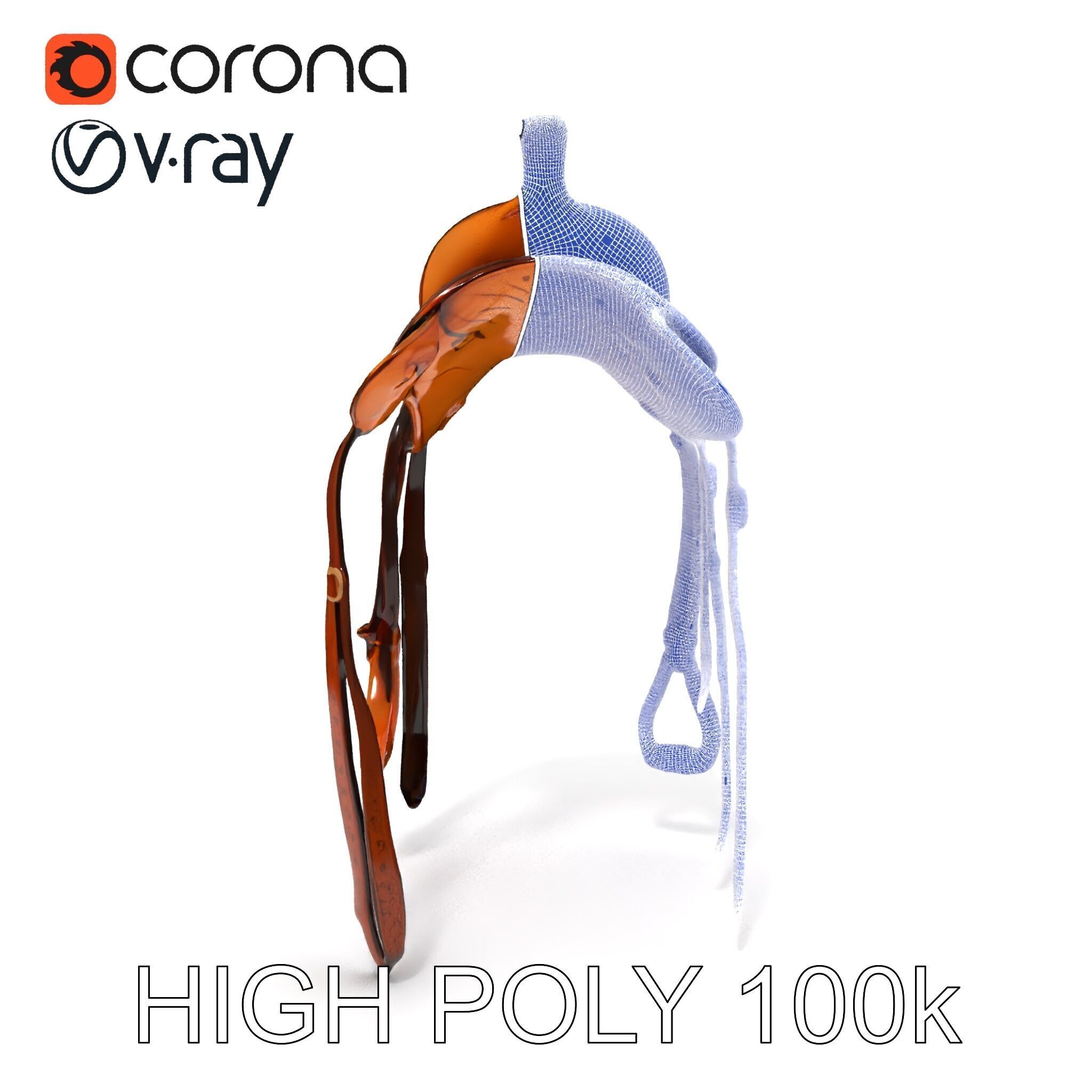 Western Saddle Model Pack for D Rendering and Games Low-poly 3D model_14