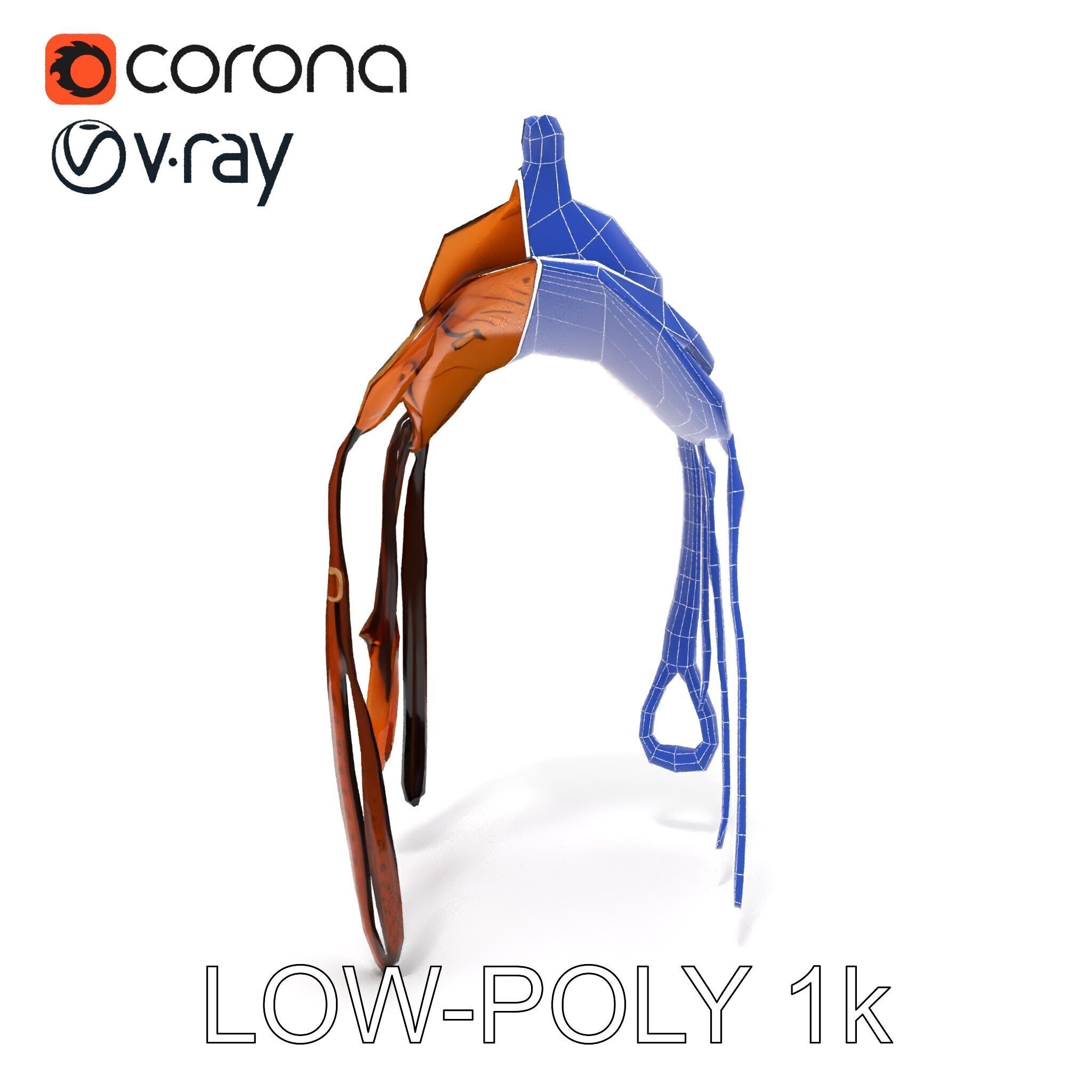 Western Saddle Model Pack for D Rendering and Games Low-poly 3D model_19