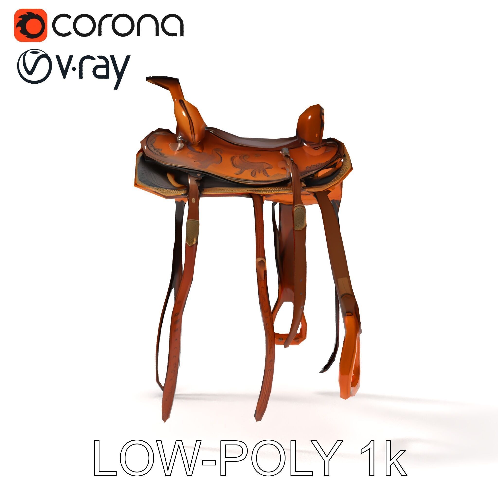 Western Saddle Model Pack for D Rendering and Games Low-poly 3D model_22