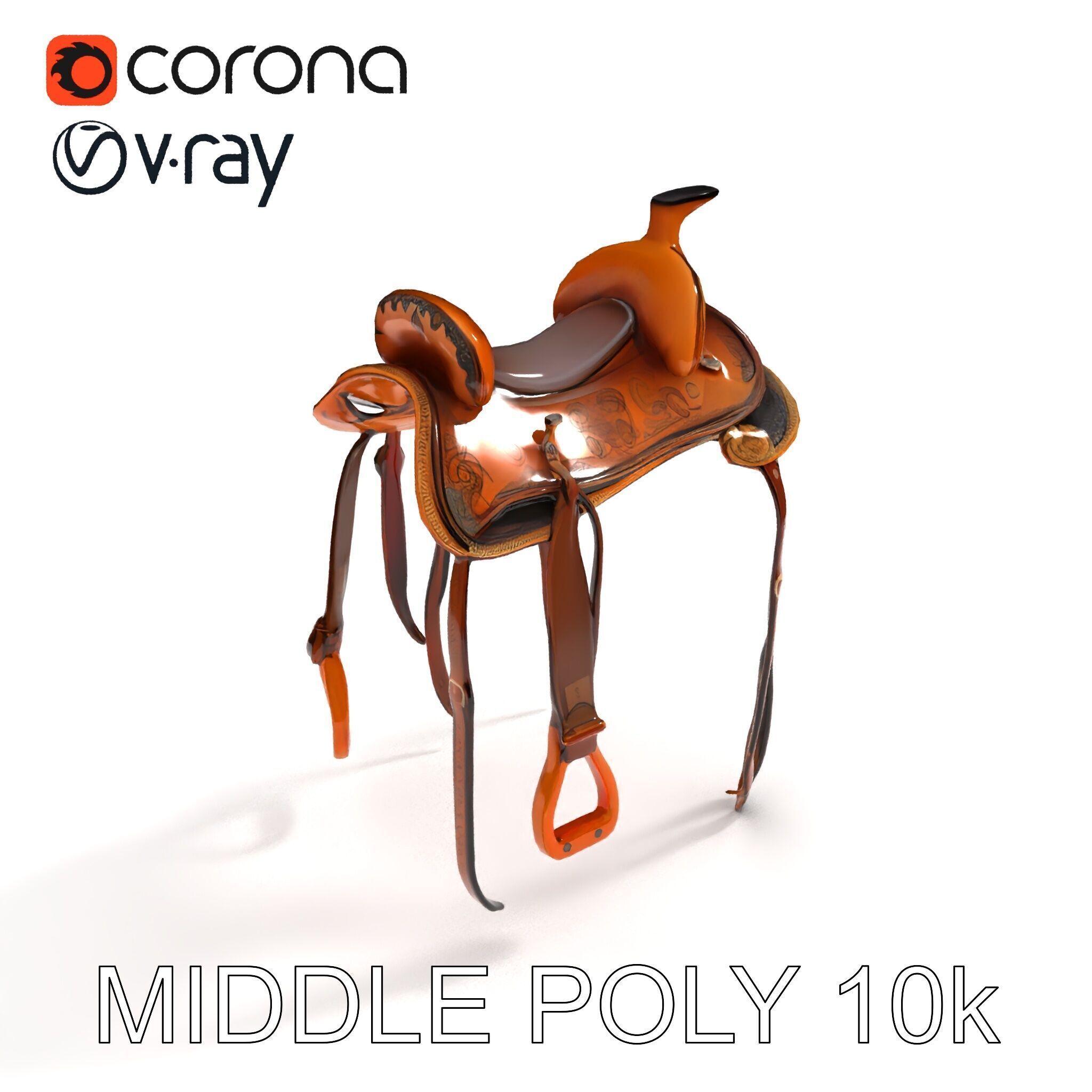 Western Saddle Model Pack for D Rendering and Games Low-poly 3D model_9