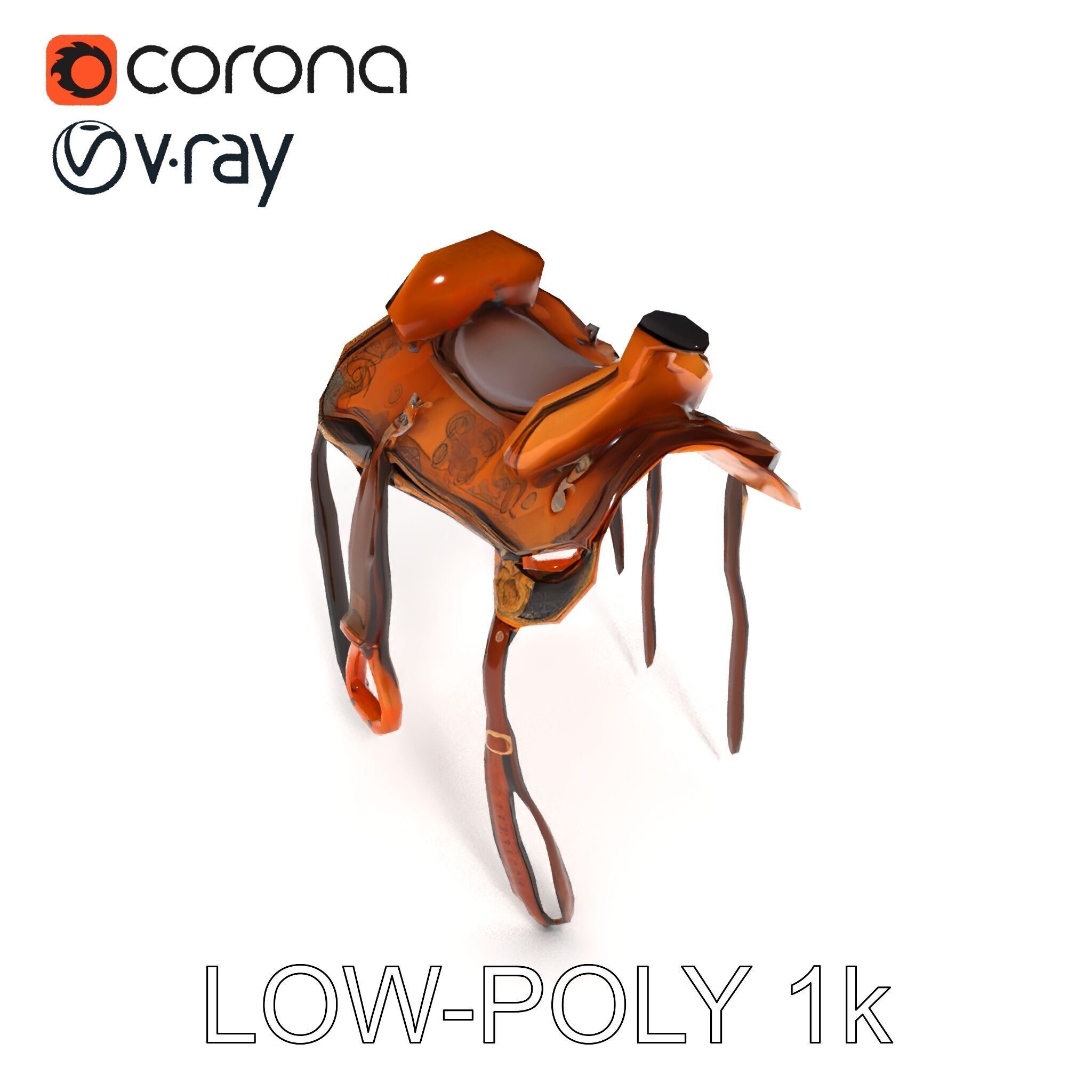 Western Saddle Model Pack for D Rendering and Games Low-poly 3D model_7