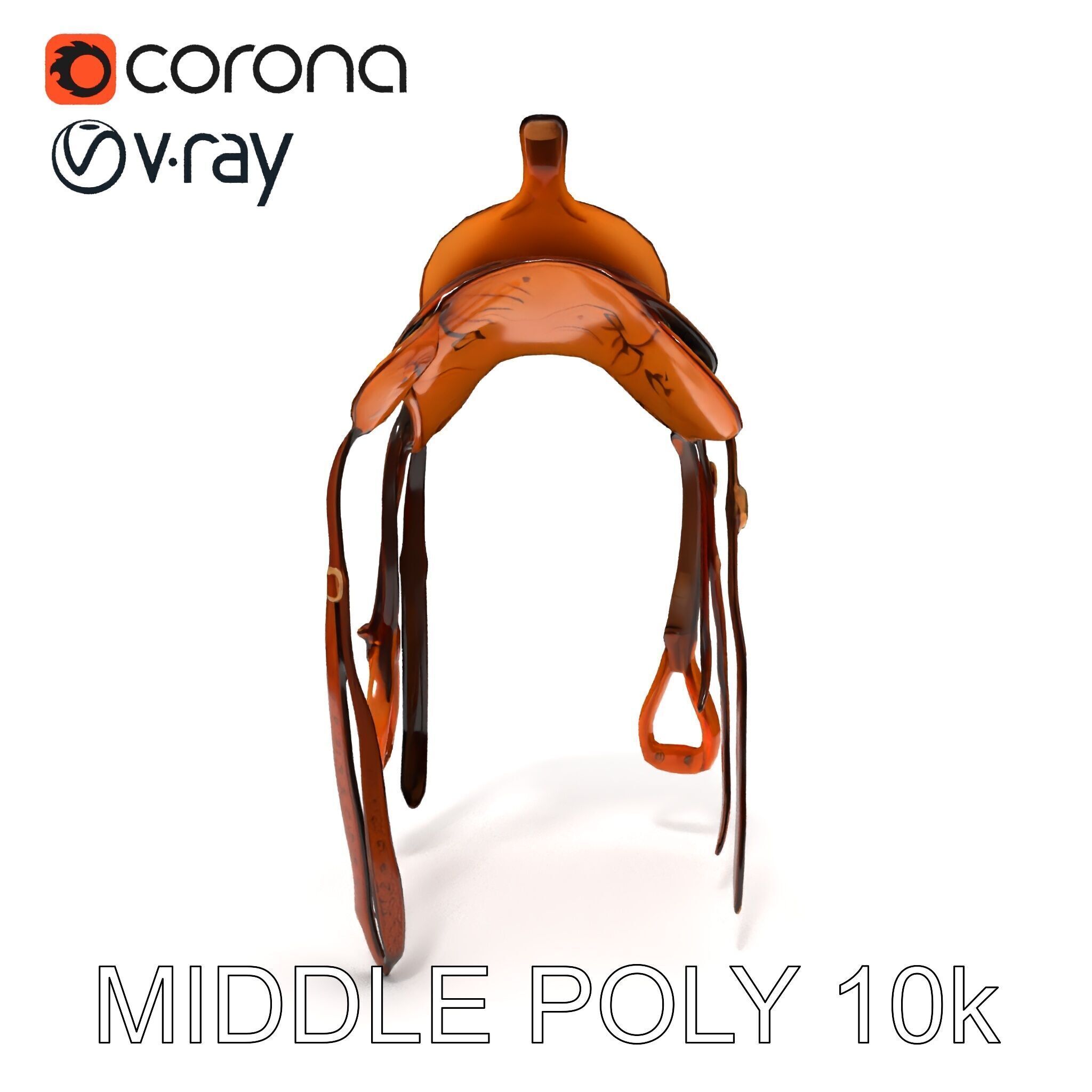 Western Saddle Model Pack for D Rendering and Games Low-poly 3D model_12