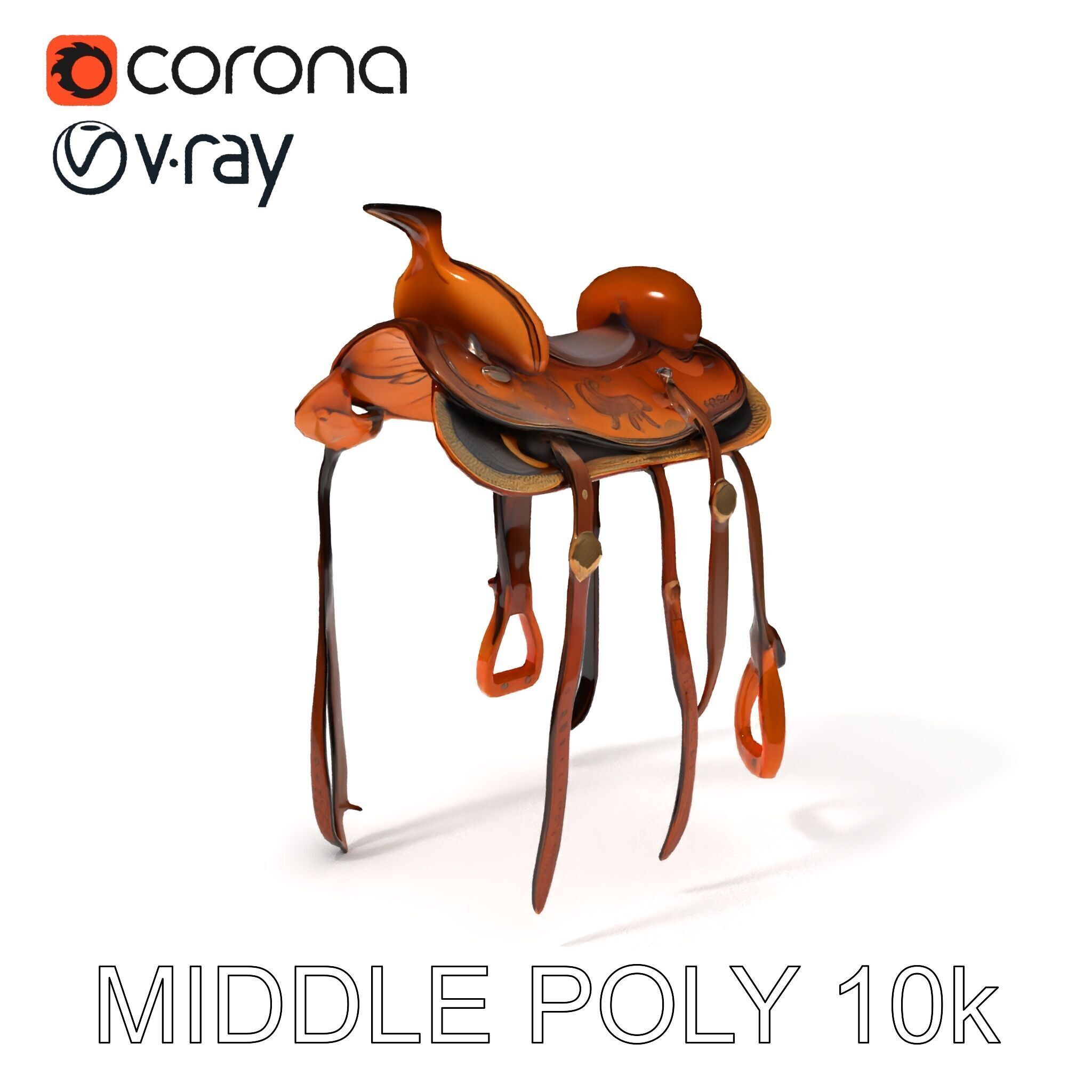 Western Saddle Model Pack for D Rendering and Games Low-poly 3D model_15