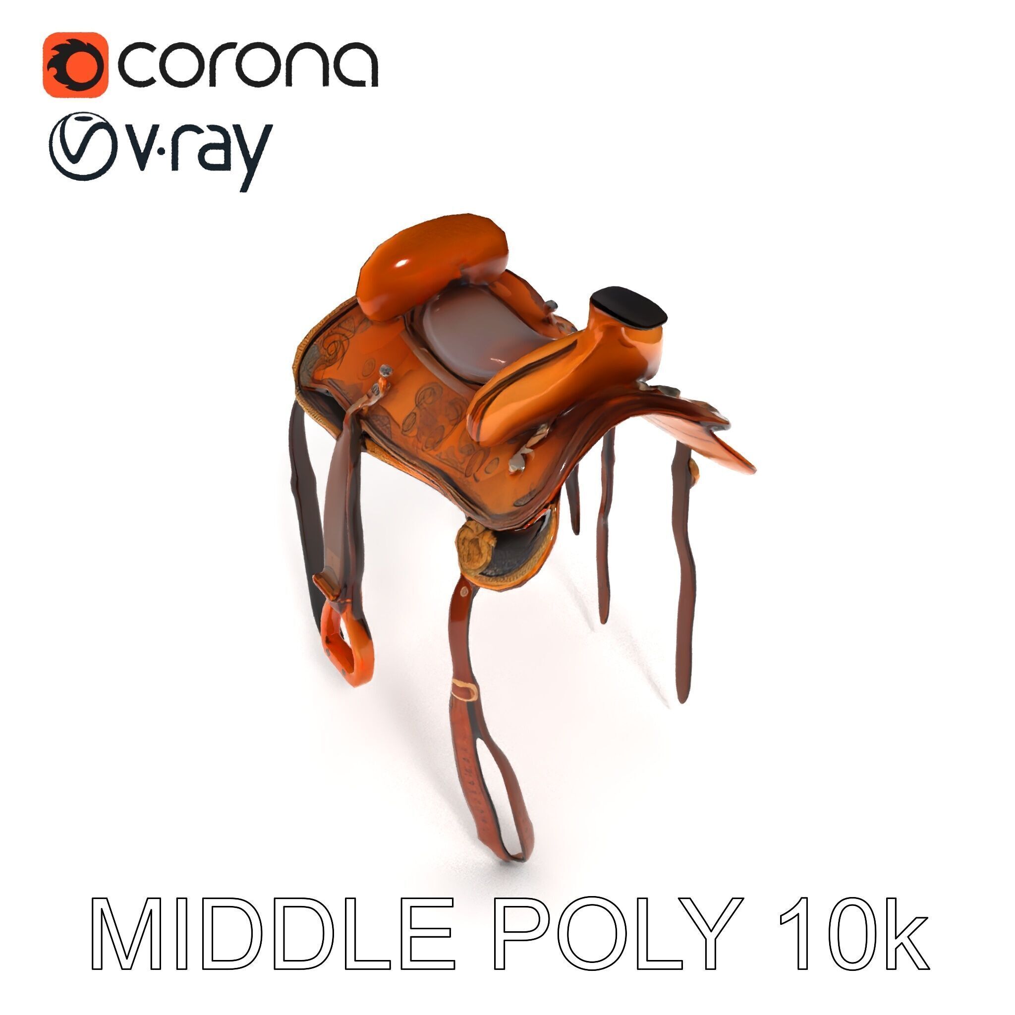 Western Saddle Model Pack for D Rendering and Games Low-poly 3D model_26