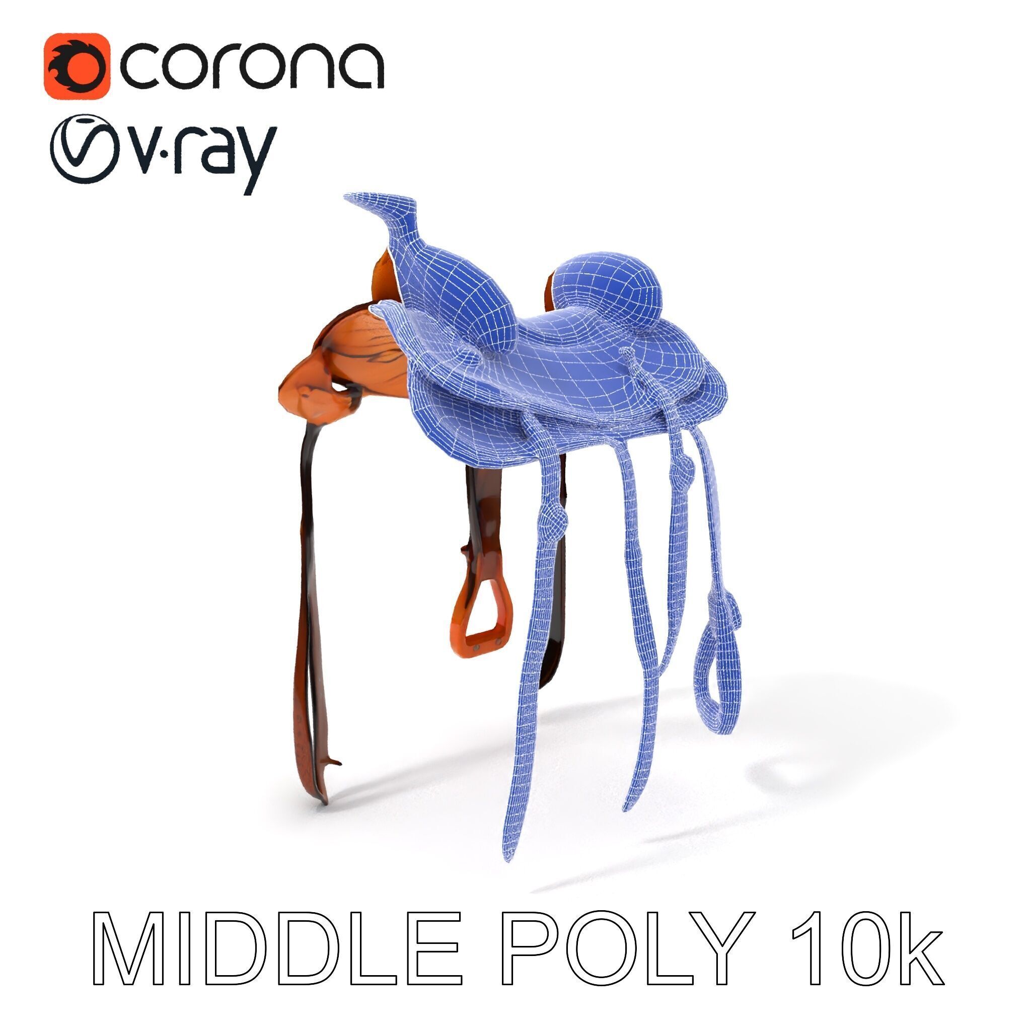Western Saddle Model Pack for D Rendering and Games Low-poly 3D model_21