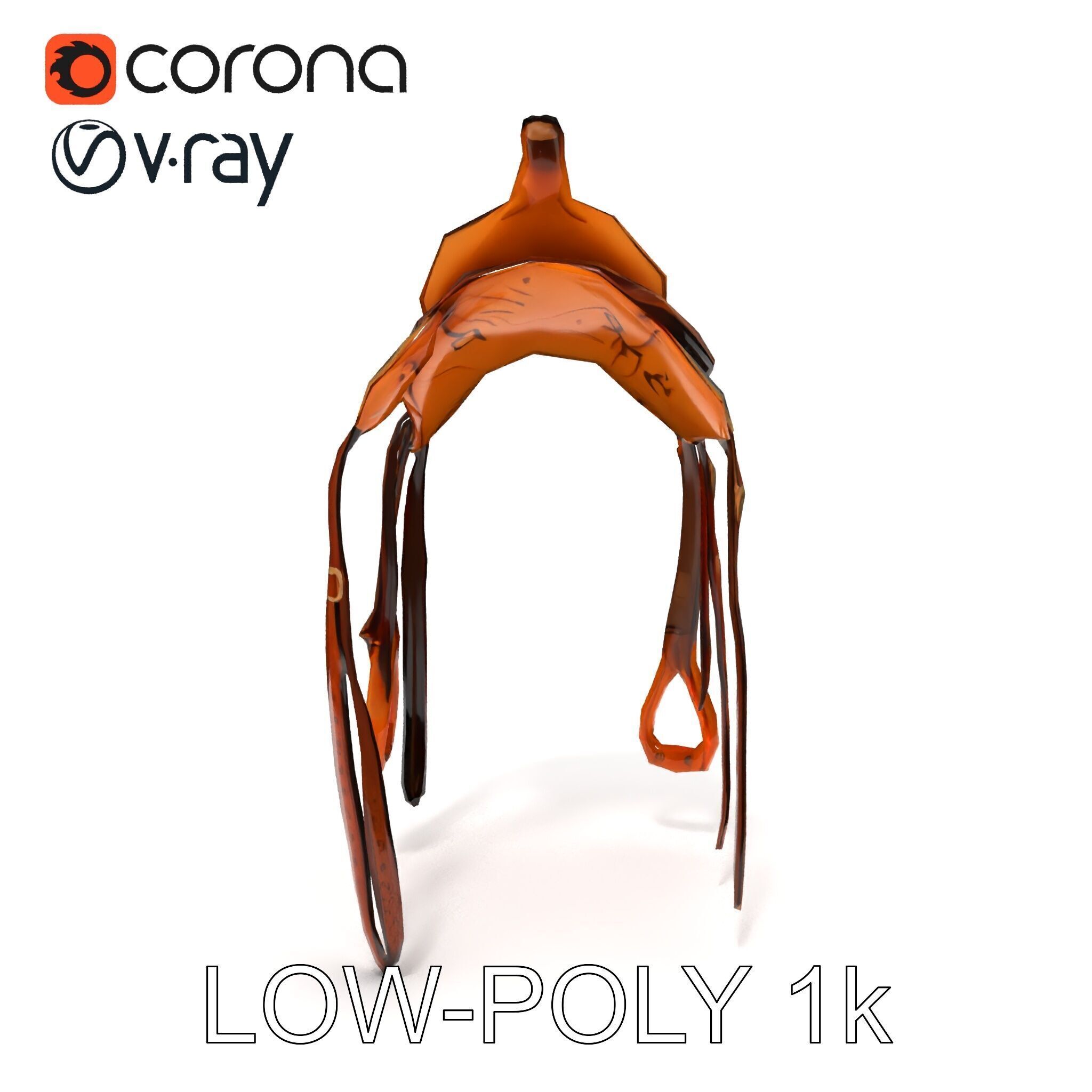 Western Saddle Model Pack for D Rendering and Games Low-poly 3D model_30