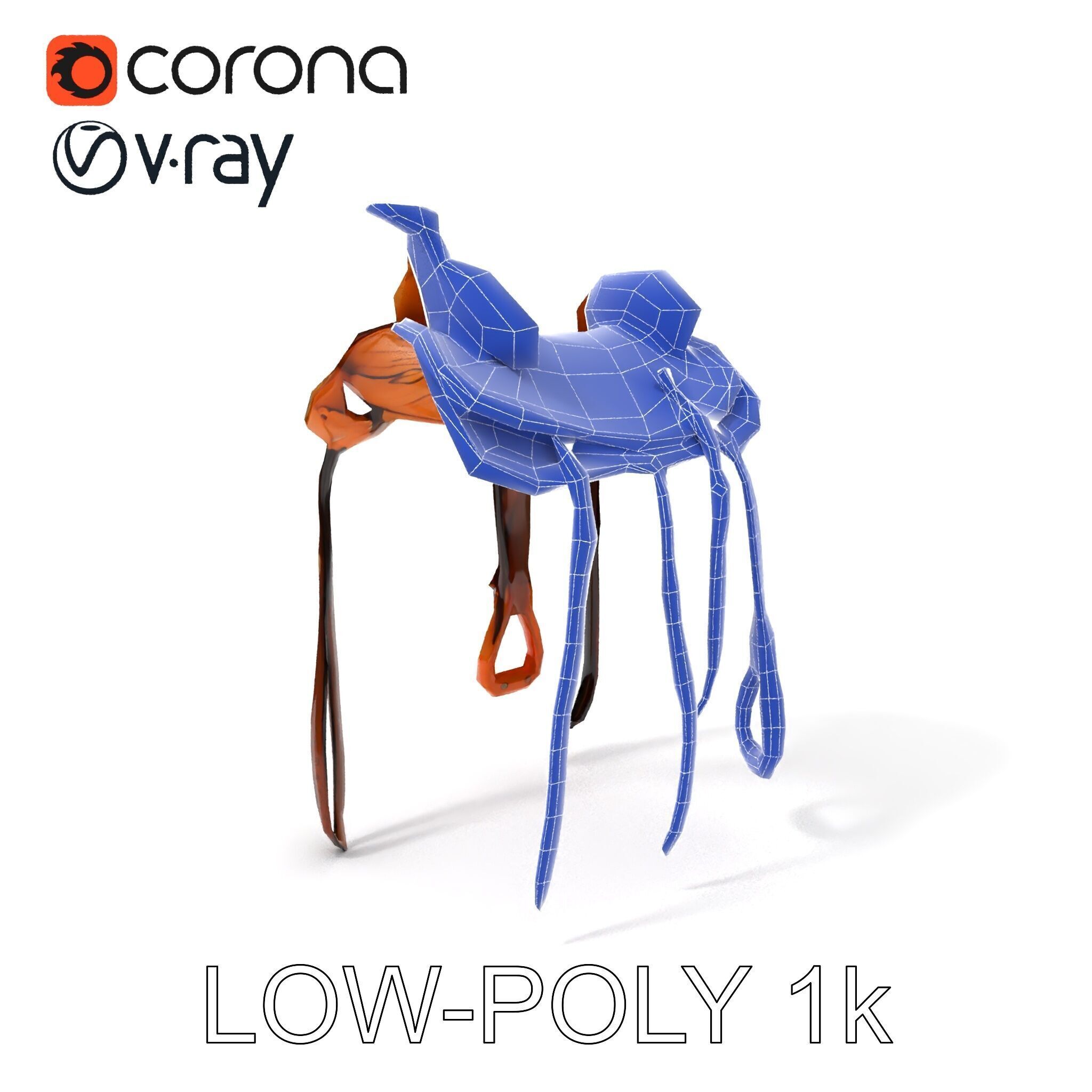 Western Saddle Model Pack for D Rendering and Games Low-poly 3D model_27