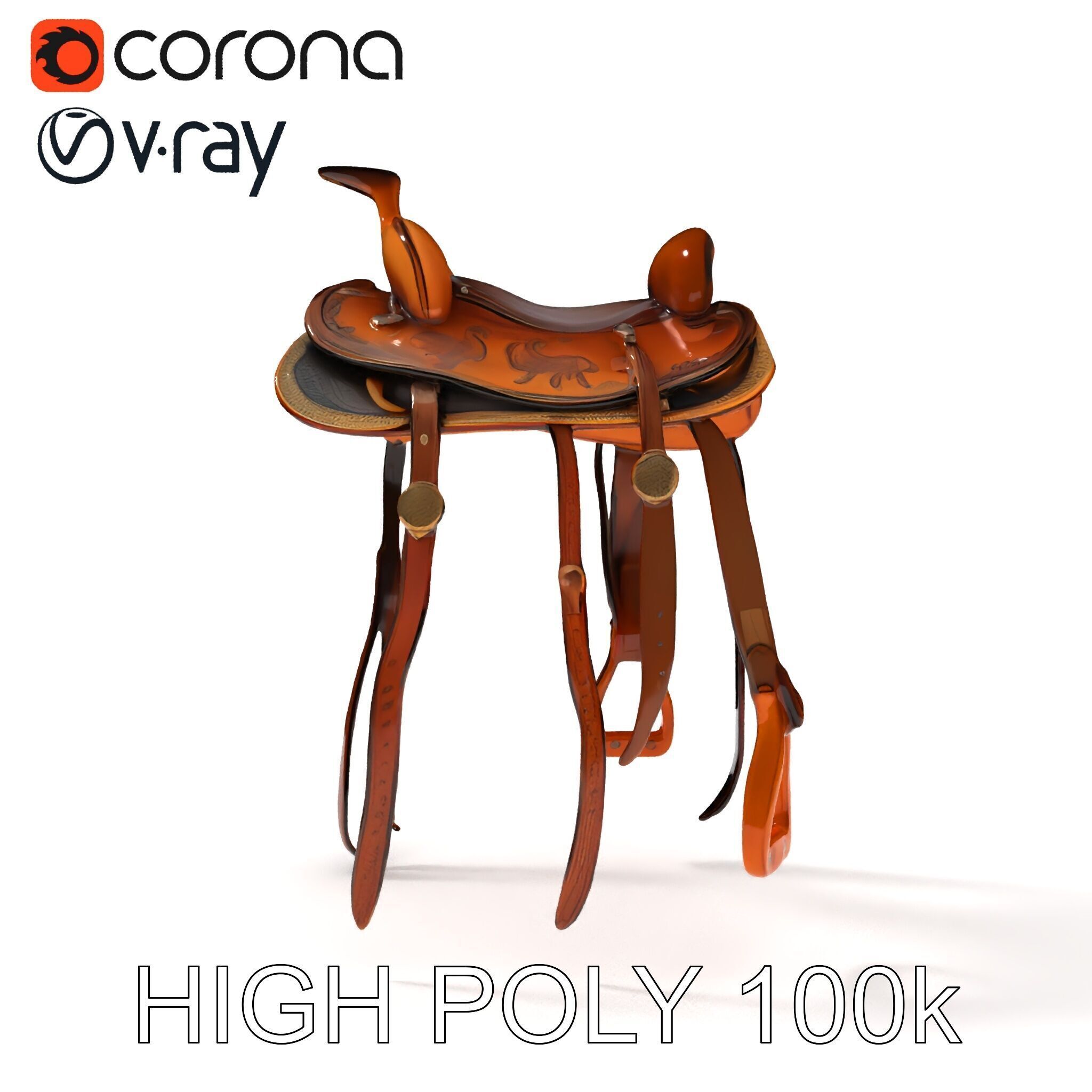 Western Saddle Model Pack for D Rendering and Games Low-poly 3D model_17