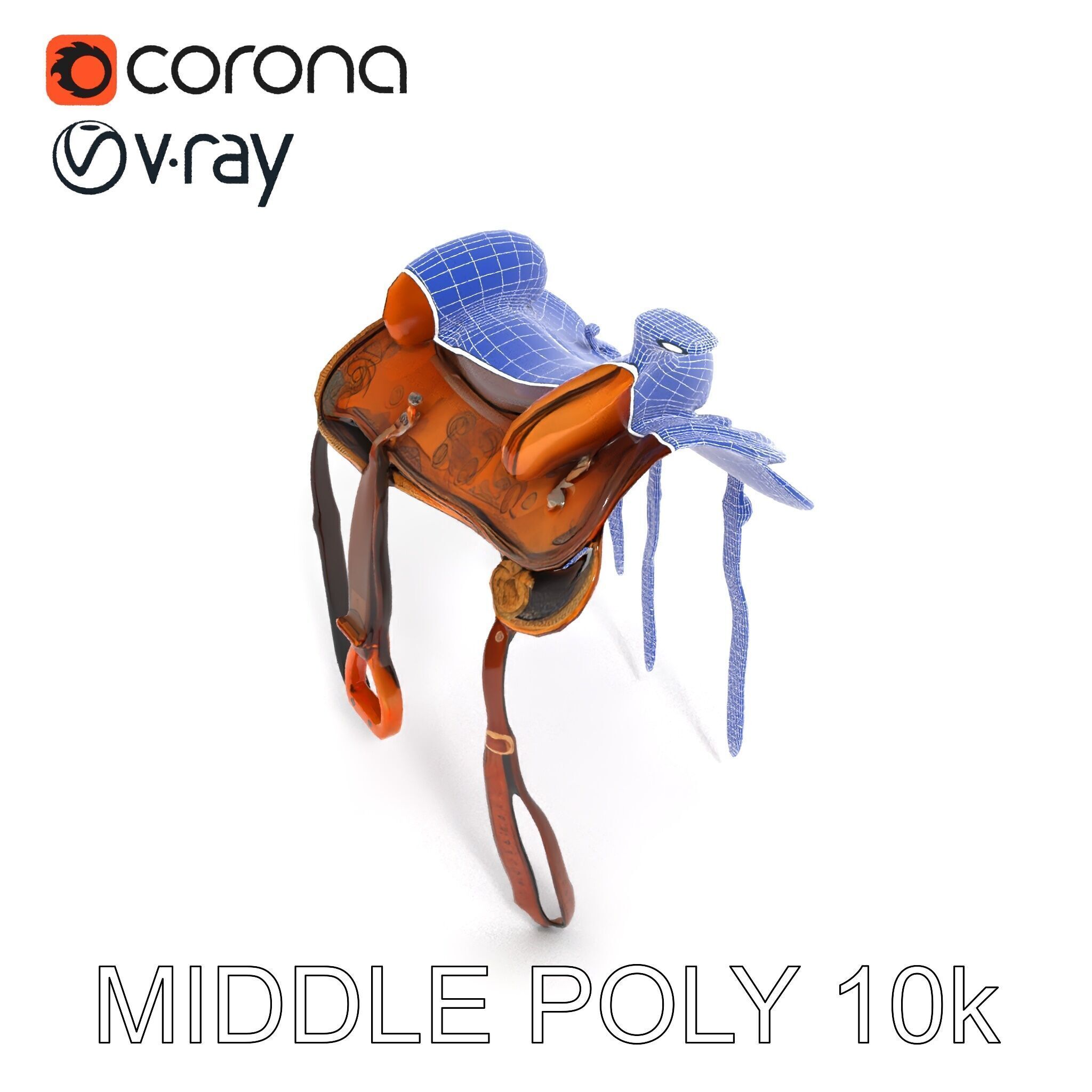 Western Saddle Model Pack for D Rendering and Games Low-poly 3D model_33
