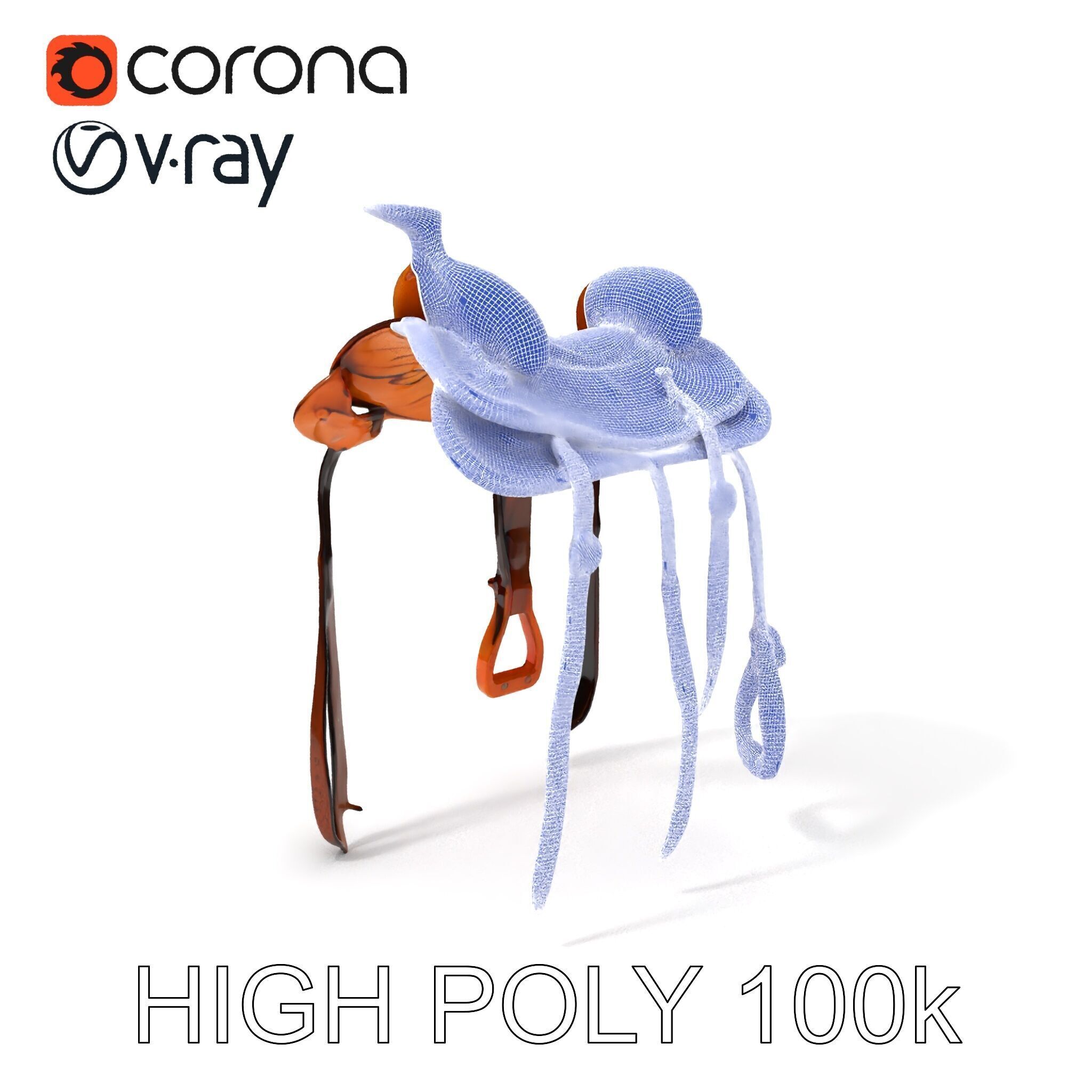 Western Saddle Model Pack for D Rendering and Games Low-poly 3D model_4