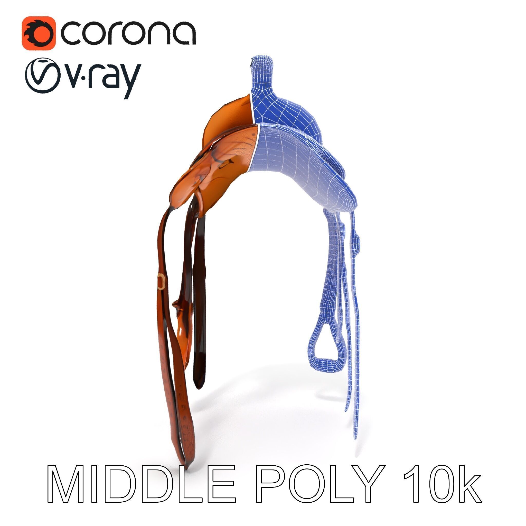 Western Saddle Model Pack for D Rendering and Games Low-poly 3D model_18