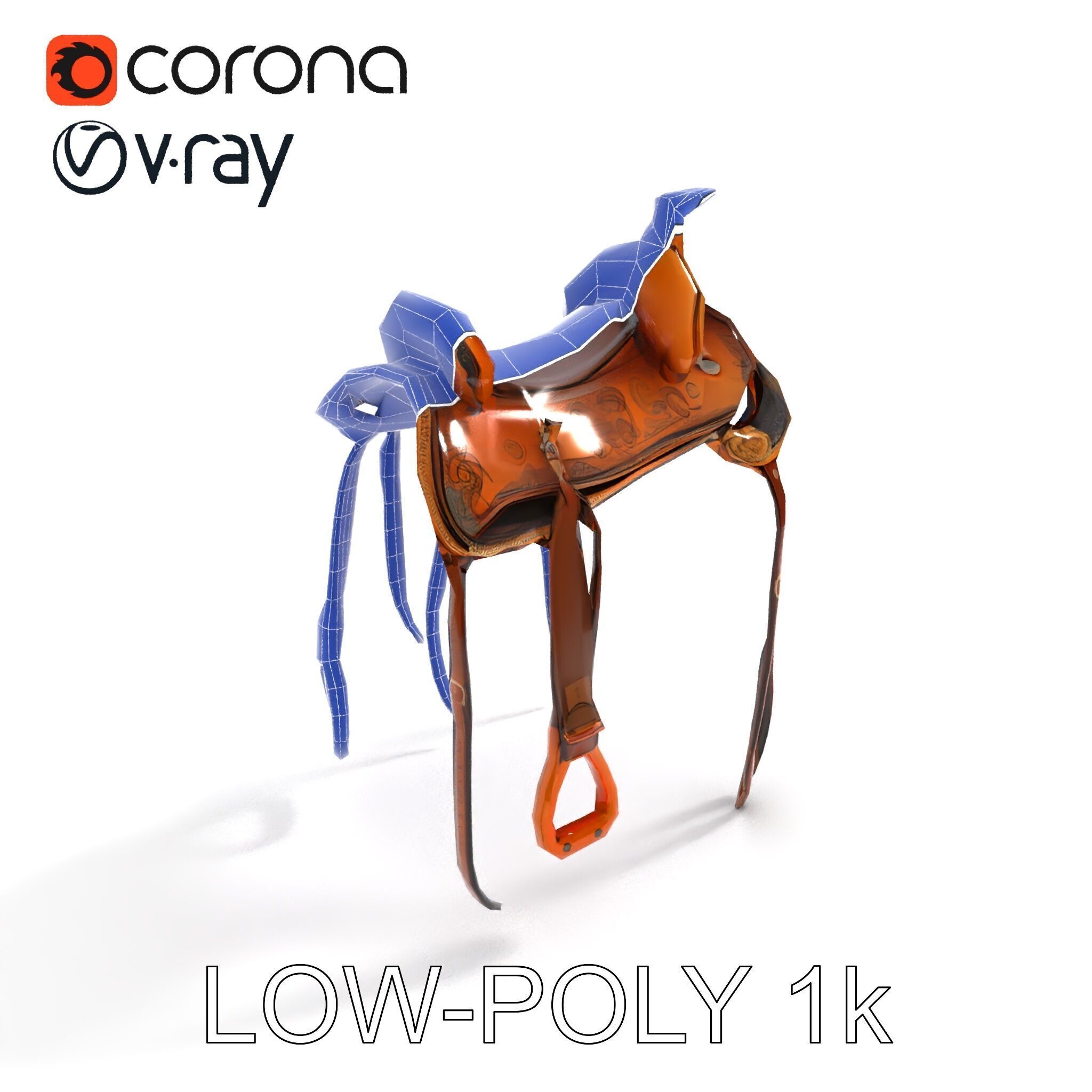Western Saddle Model Pack for D Rendering and Games Low-poly 3D model_10