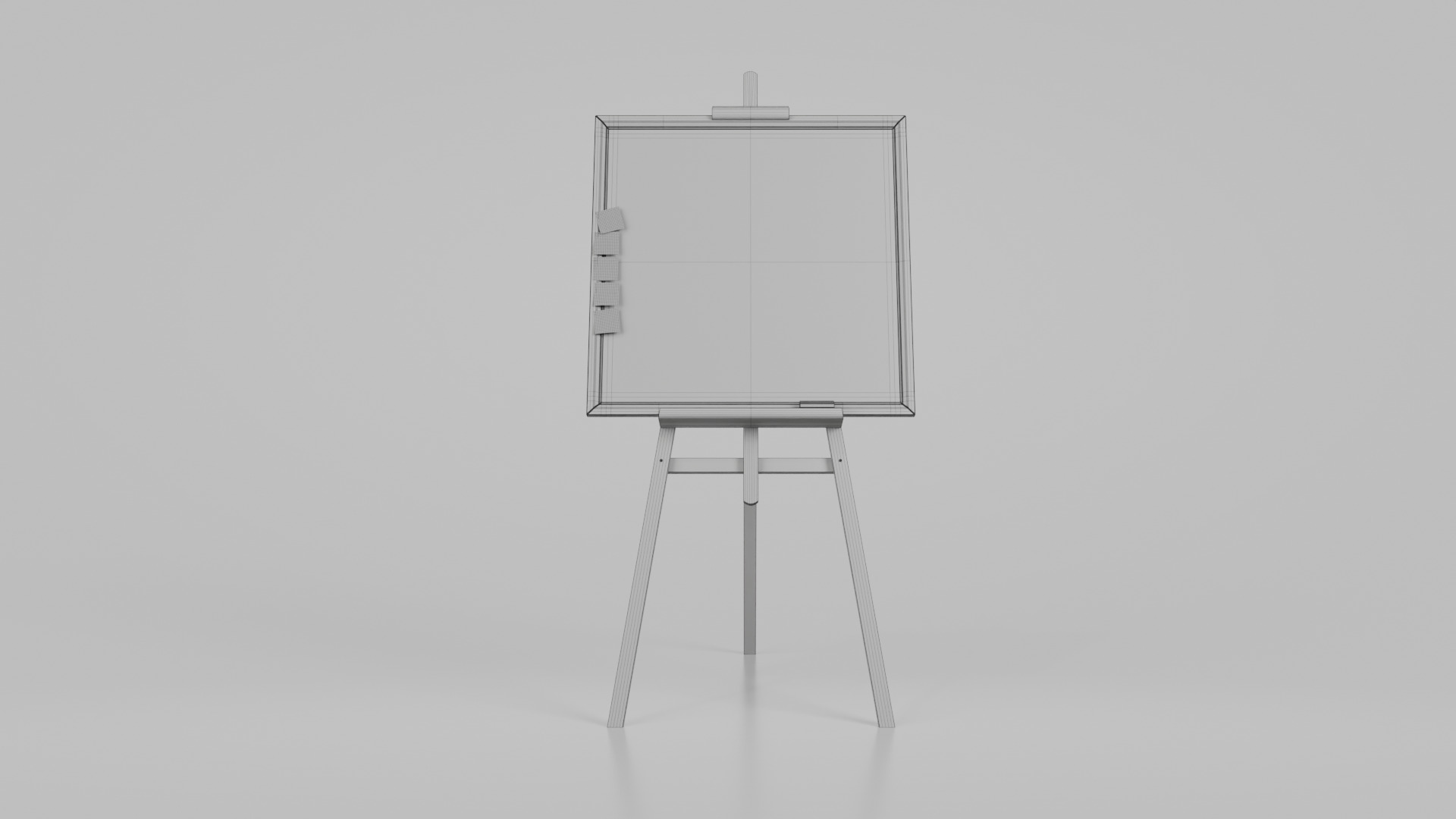 Customizable Wooden Blackboard with Stand - Square Writing Board Low-poly 3D model_12