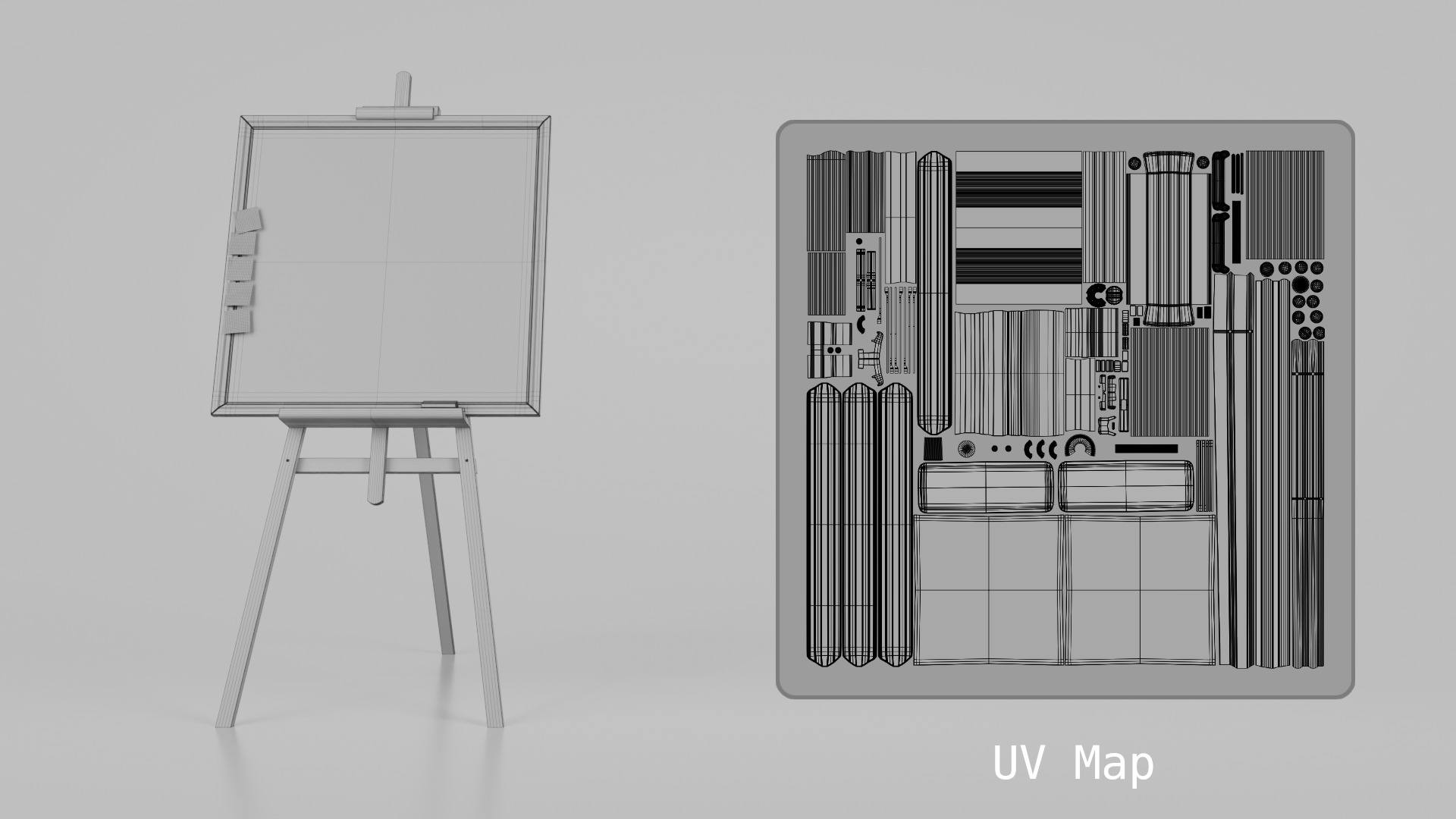 Customizable Wooden Blackboard with Stand - Square Writing Board Low-poly 3D model_18