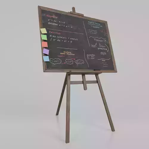 Customizable Wooden Blackboard with Stand - Writing Board Low-poly 3D model