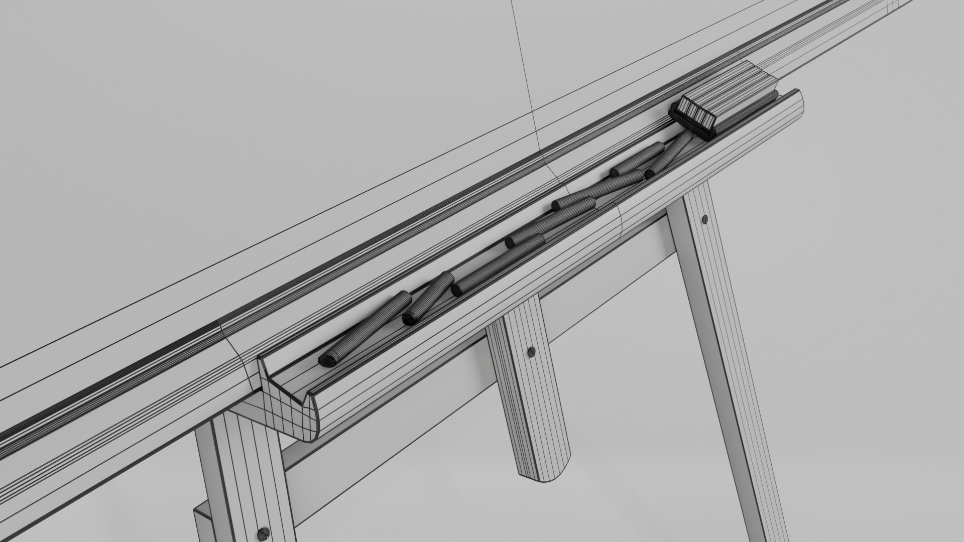 Customizable Wooden Blackboard with Stand - Writing Board Low-poly 3D model_16