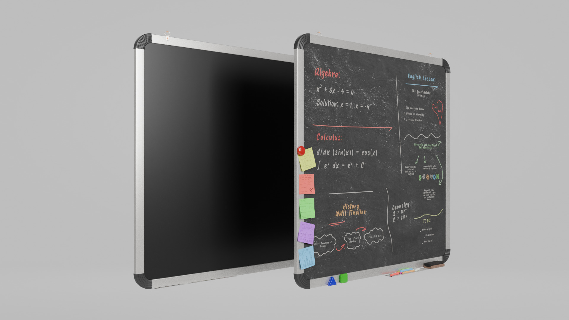 Customizable Wall-Mounted Blackboard -Square Metal Writing Board Low-poly 3D model_4