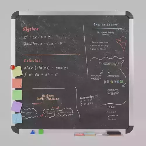 Customizable Wall-Mounted Blackboard -Square Metal Writing Board Low-poly 3D model