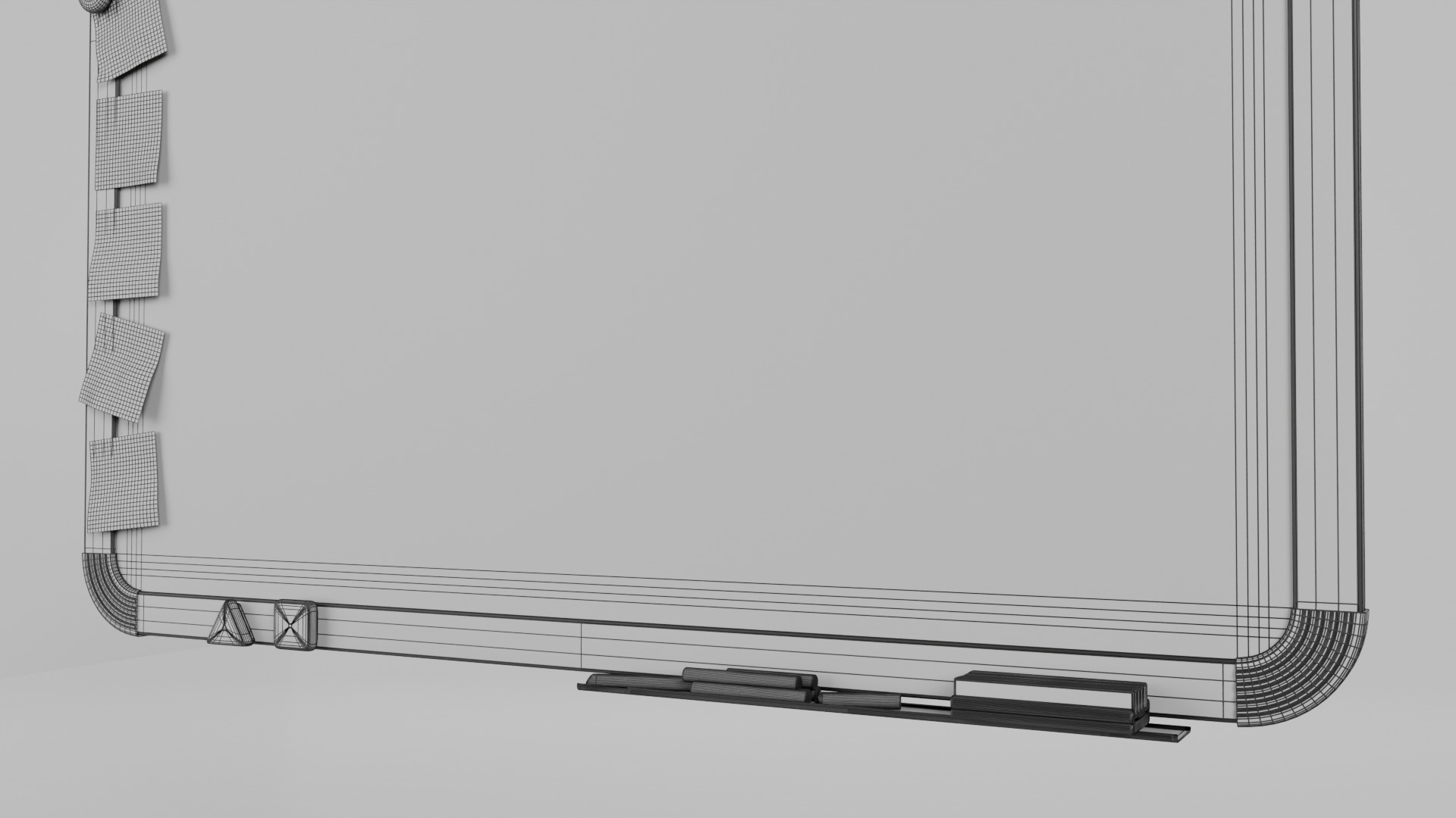 Customizable Wall-Mounted Blackboard -Square Metal Writing Board Low-poly 3D model_11