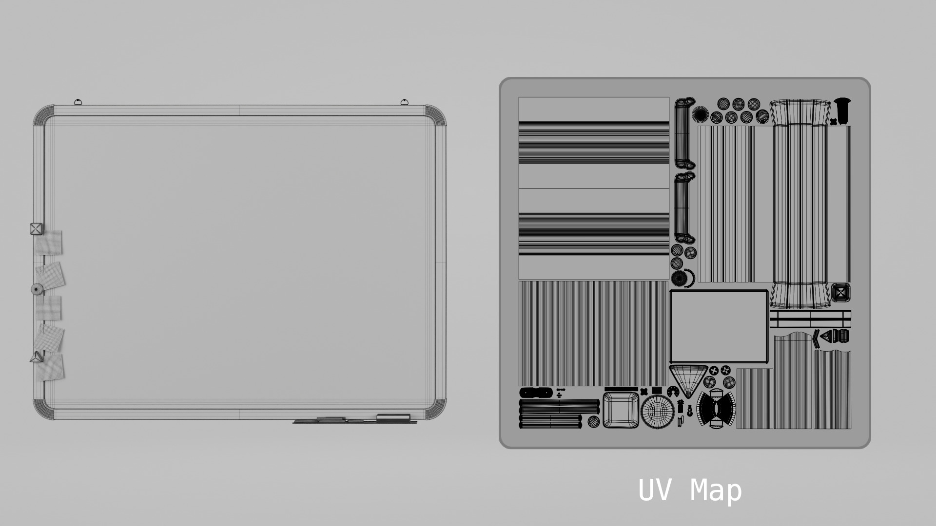 Customizable Wall-Mounted Blackboard - Metal Writing Board Low-poly 3D model_15
