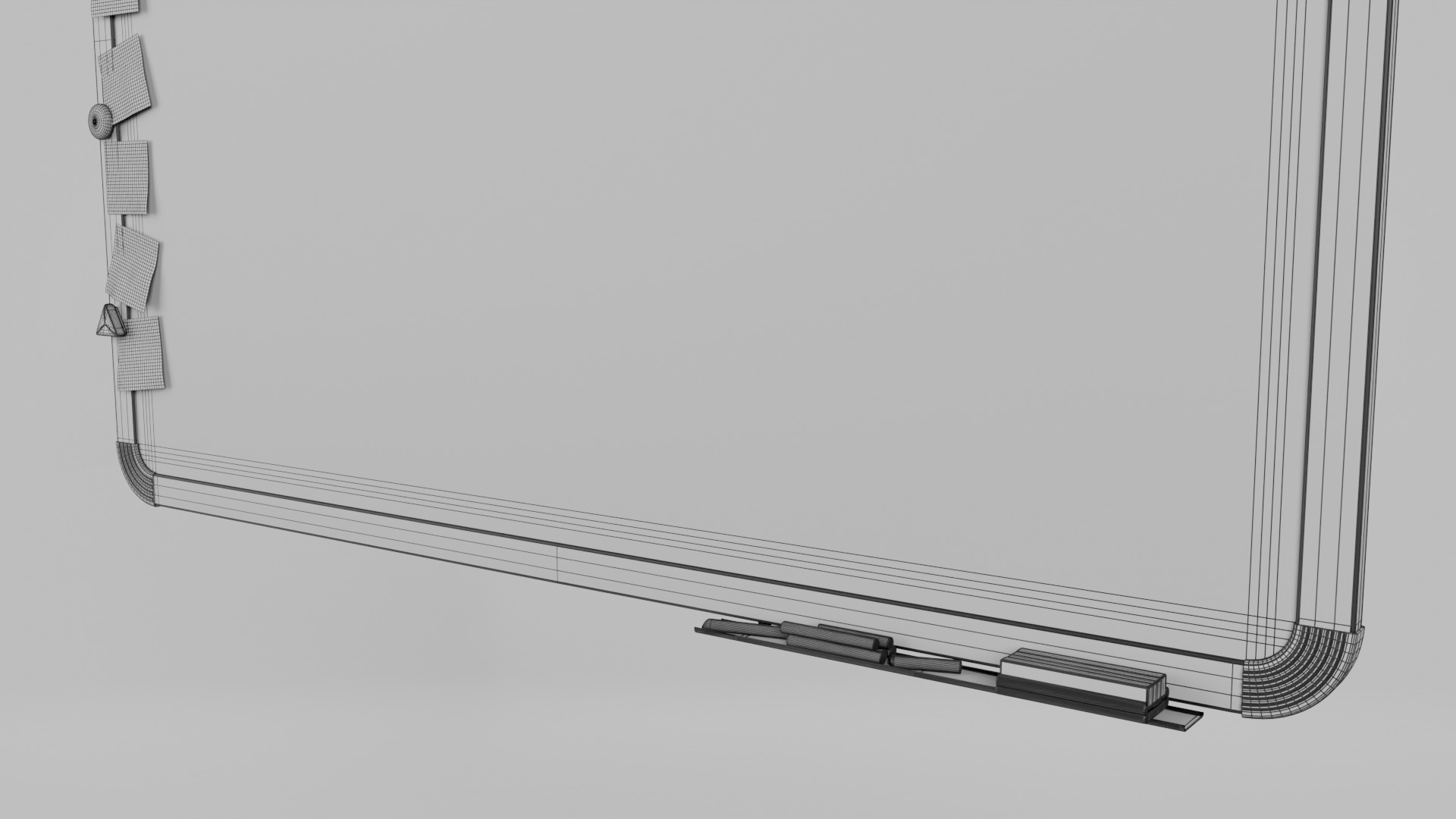 Customizable Wall-Mounted Blackboard - Metal Writing Board Low-poly 3D model_12