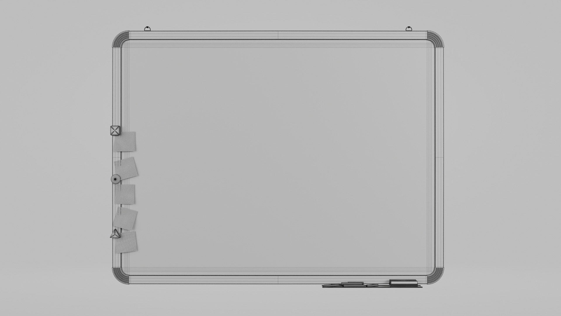 Customizable Wall-Mounted Blackboard - Metal Writing Board Low-poly 3D model_10