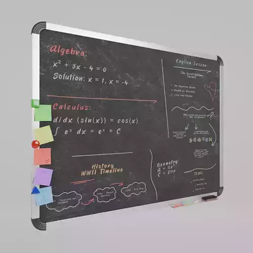 Customizable Wall-Mounted Blackboard - Metal Writing Board Low-poly 3D model