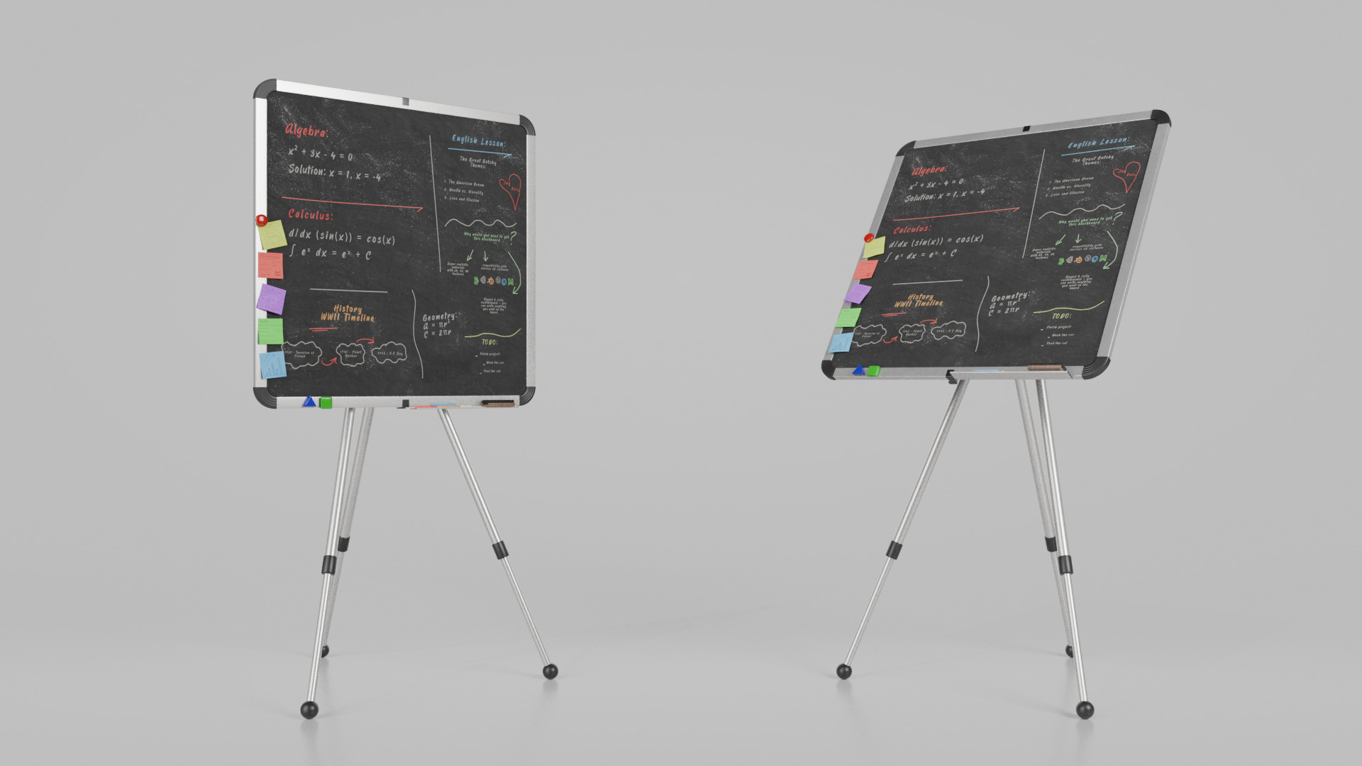 Customizable Metal Blackboard with Stand - Square Writing Board Low-poly 3D model_12