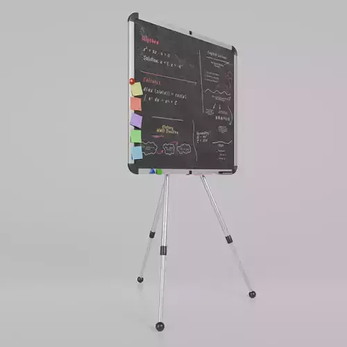 Customizable Metal Blackboard with Stand - Square Writing Board Low-poly 3D model