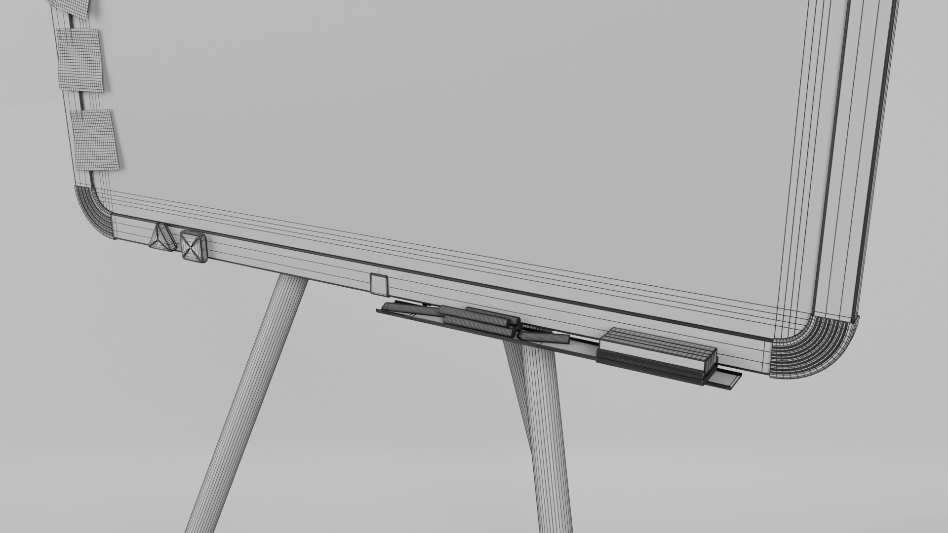 Customizable Metal Blackboard with Stand - Square Writing Board Low-poly 3D model_16