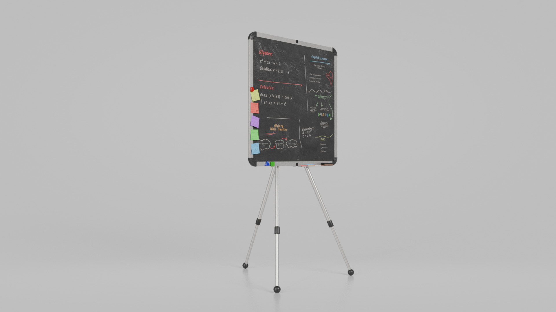 Customizable Metal Blackboard with Stand - Square Writing Board Low-poly 3D model_4