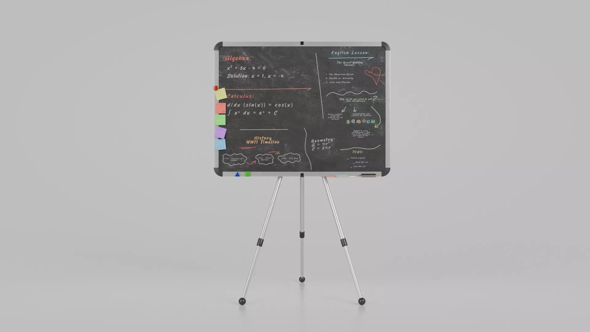 Customizable Metal Blackboard with Stand - Writing Board Low-poly 3D model_0