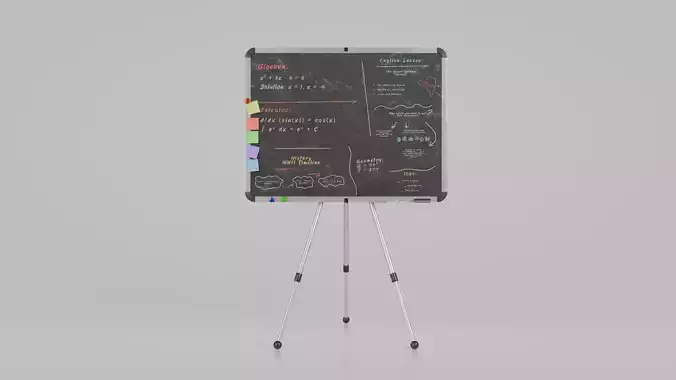 Customizable Metal Blackboard with Stand - Writing Board Low-poly 3D model
