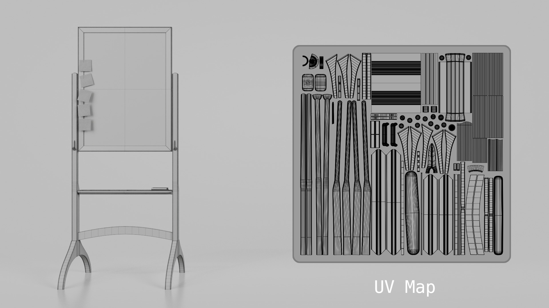 Customizable Double-Sided Wooden Blackboard Tall Writing Board Low-poly 3D model_15