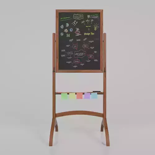 Customizable Double-Sided Wooden Blackboard Tall Writing Board Low-poly 3D model