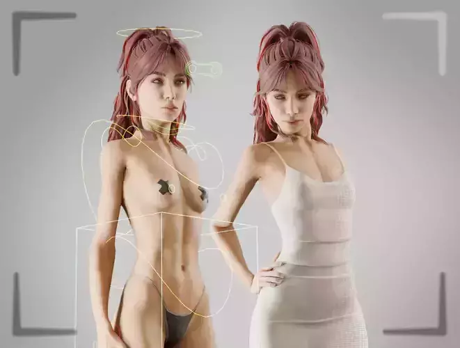 Girl Rigged Character For Blender