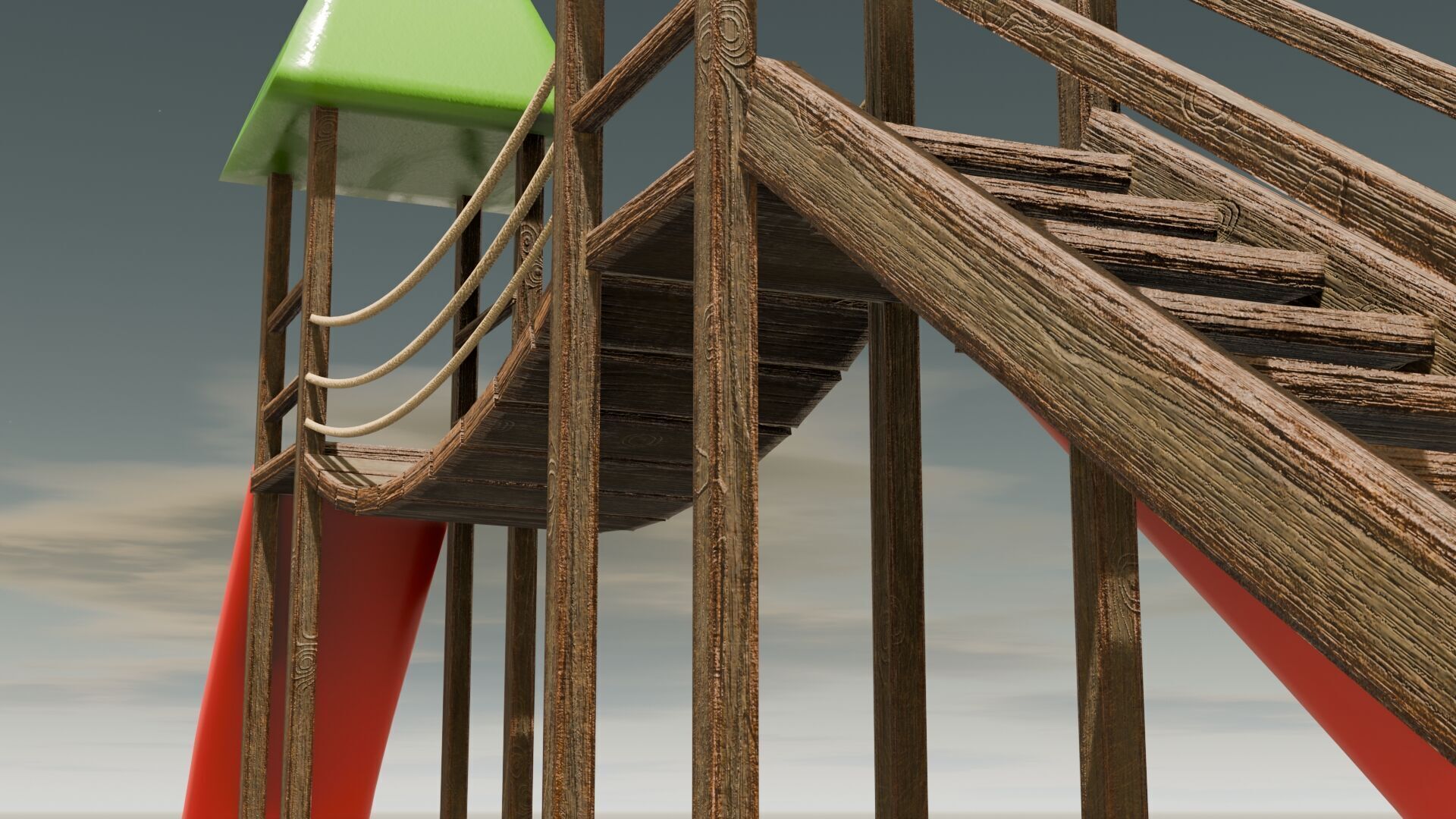 Playground castle with a slide Low-poly 3D model_3