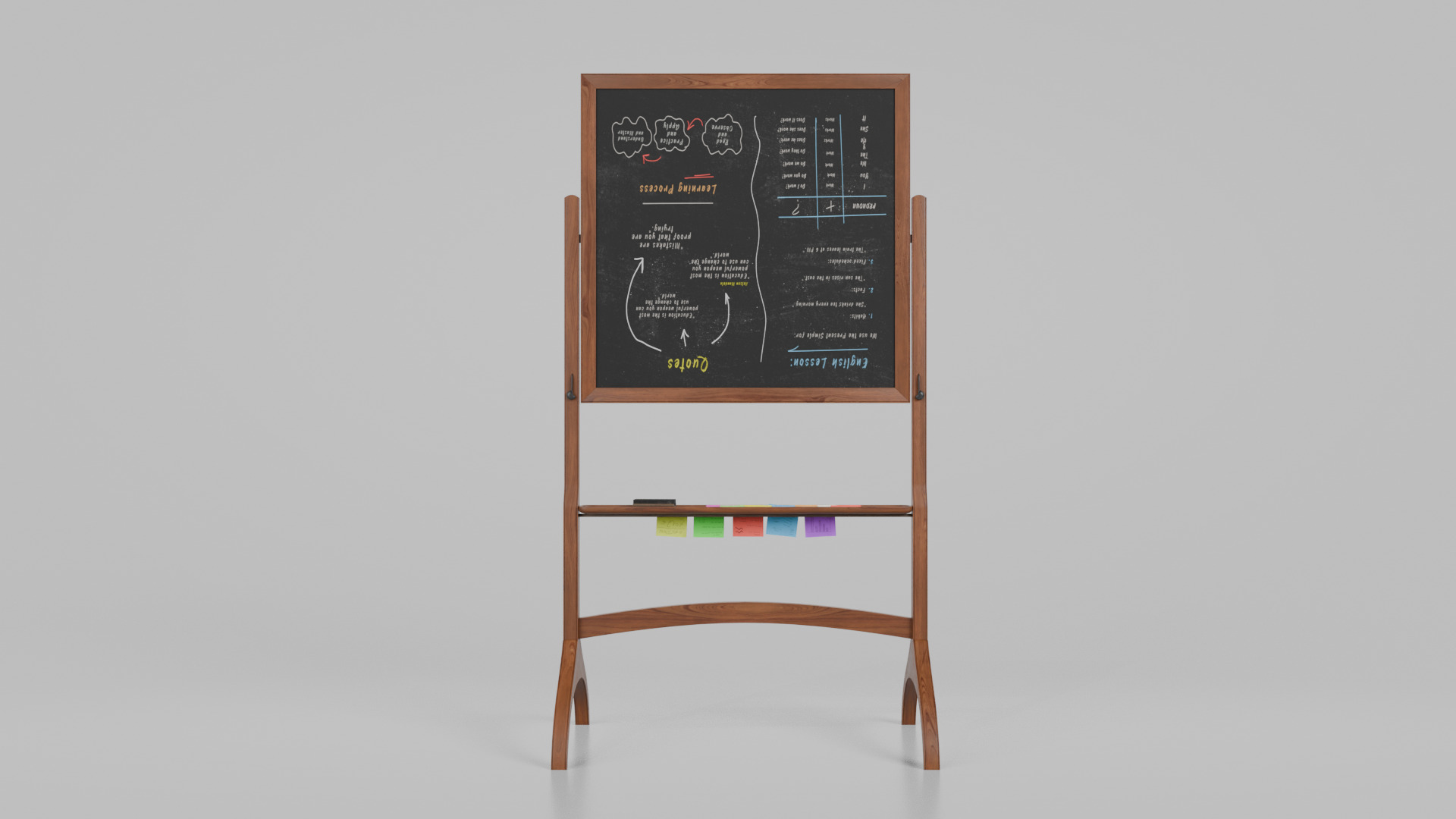 Customizable Double-Sided Wooden Blackboard Square Writing Board Low-poly 3D model_3
