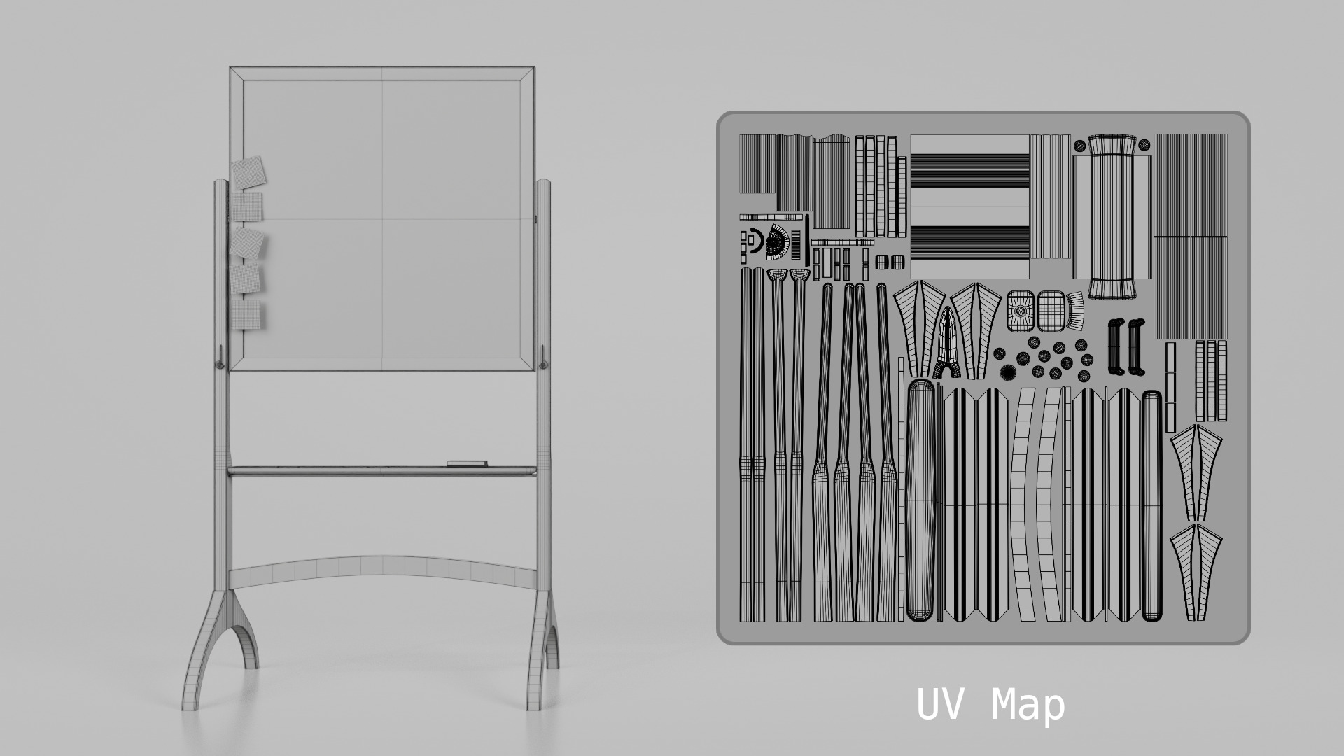 Customizable Double-Sided Wooden Blackboard Square Writing Board Low-poly 3D model_15