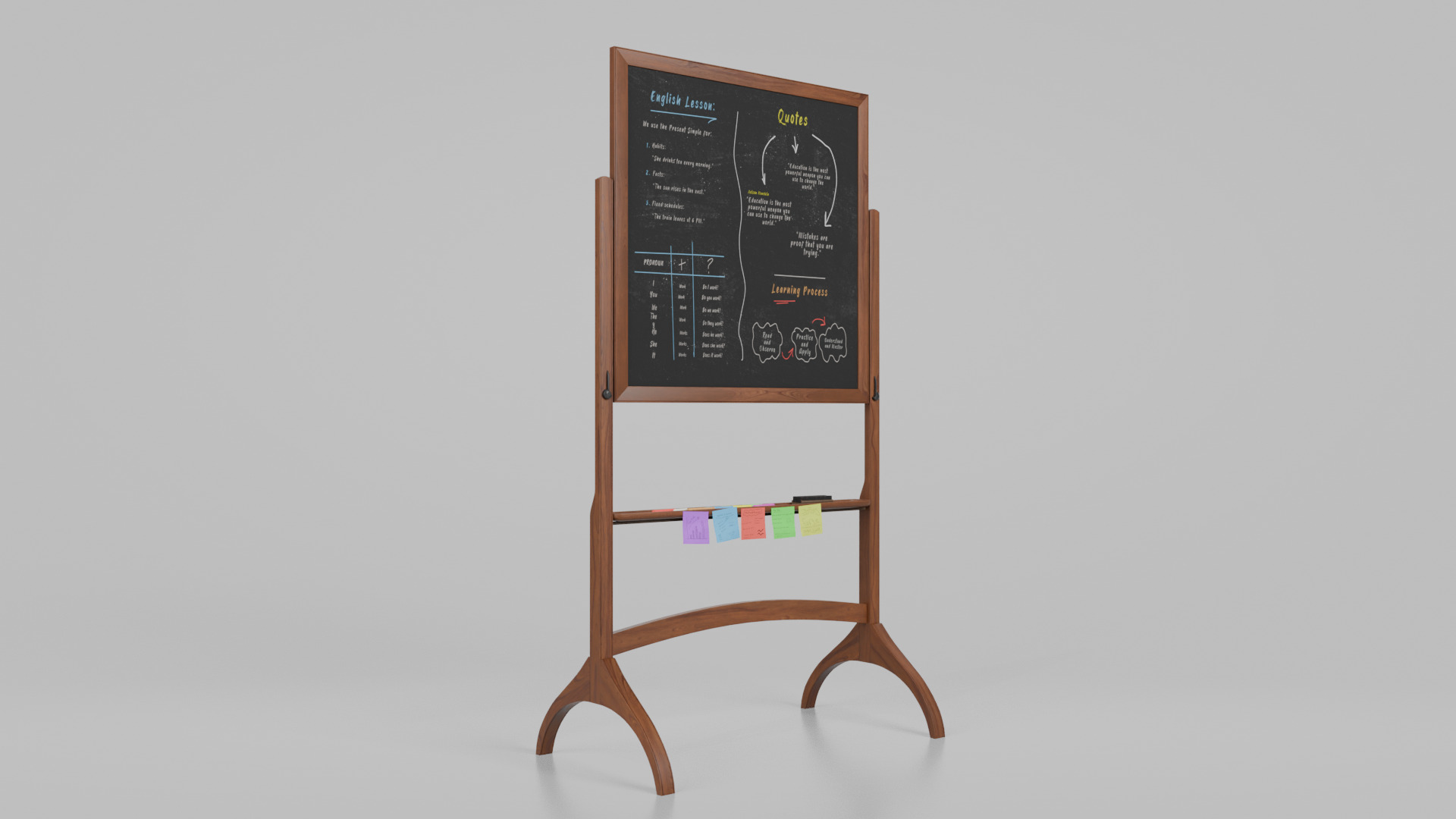 Customizable Double-Sided Wooden Blackboard Square Writing Board Low-poly 3D model_5