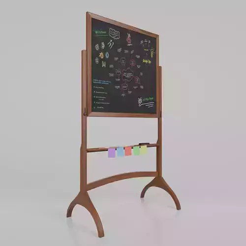 Customizable Double-Sided Wooden Blackboard Square Writing Board Low-poly 3D model