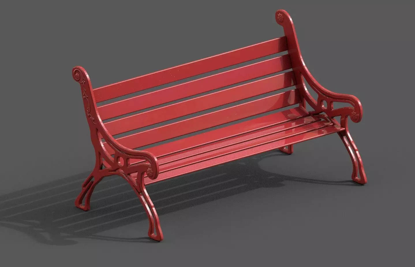 Street Bench Low-poly 3D model_0